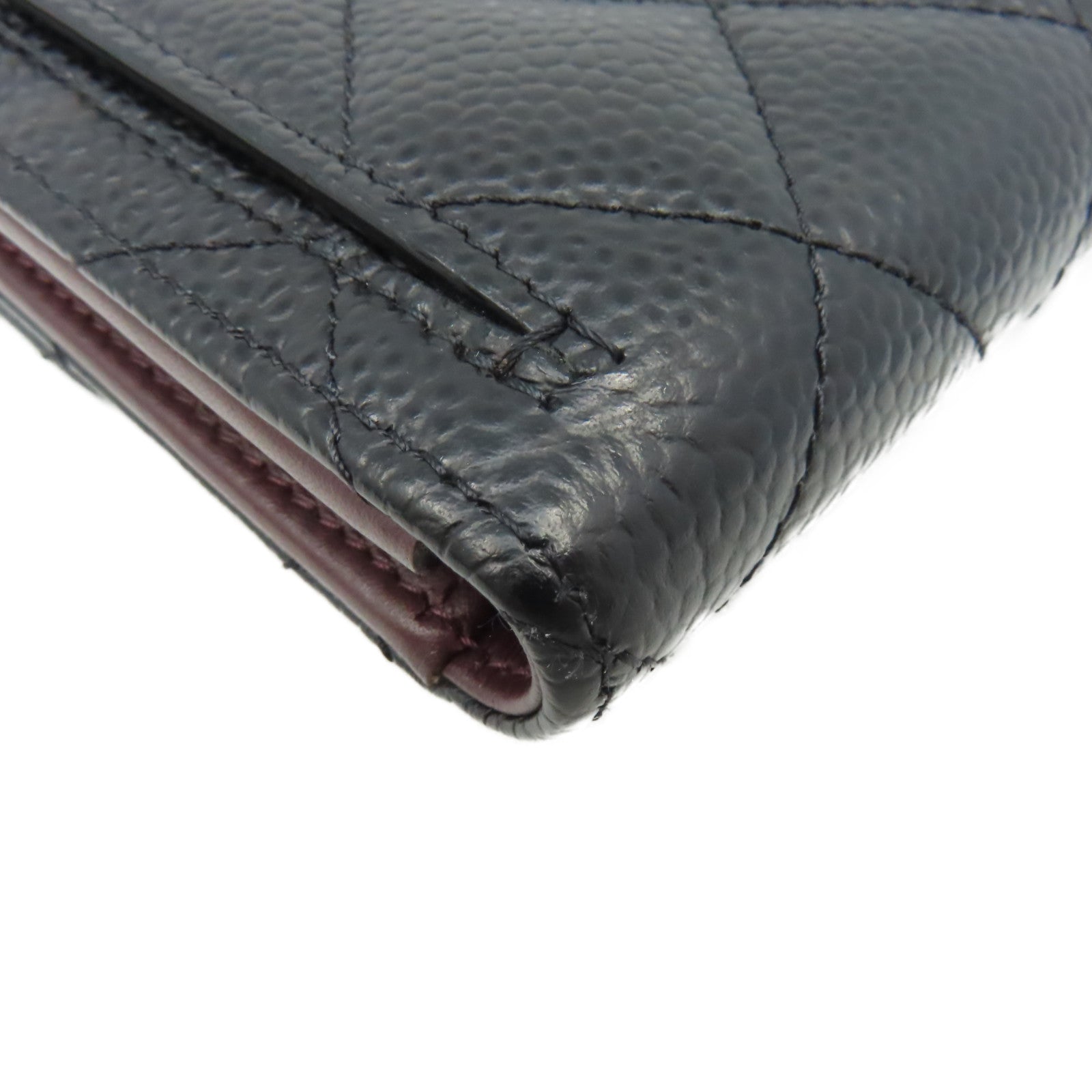 CHANEL 菱格Caviar皮革Classic Small Flap Wallet銀扣錢包黑色