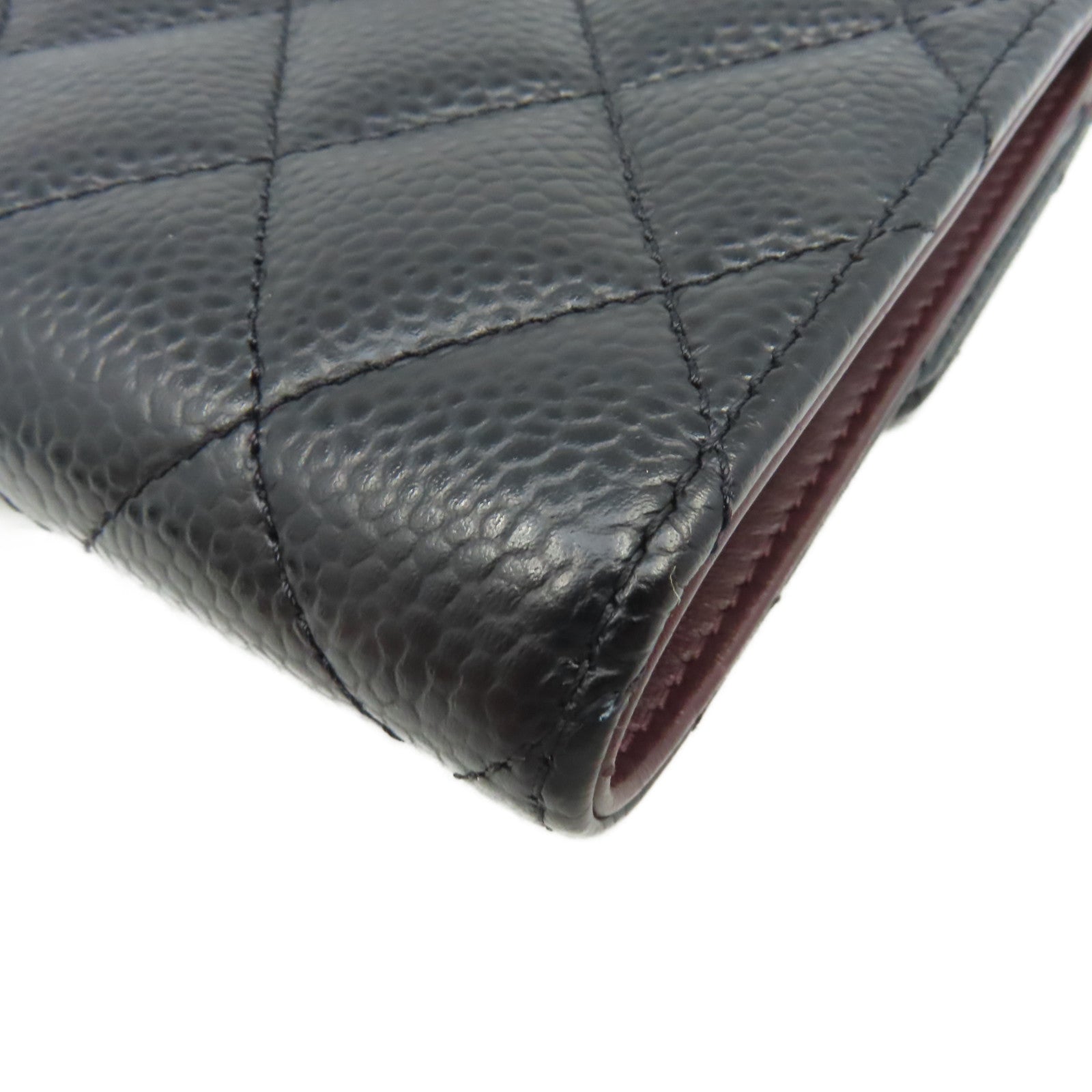 CHANEL 菱格Caviar皮革Classic Small Flap Wallet銀扣錢包黑色