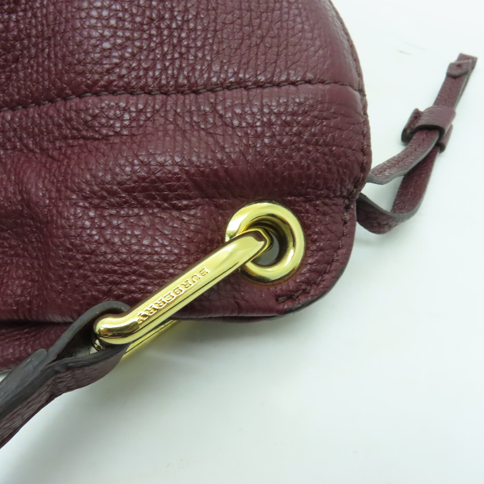 BURBERRY 牛皮皮革Shoulder Bag金扣肩背袋深紅色