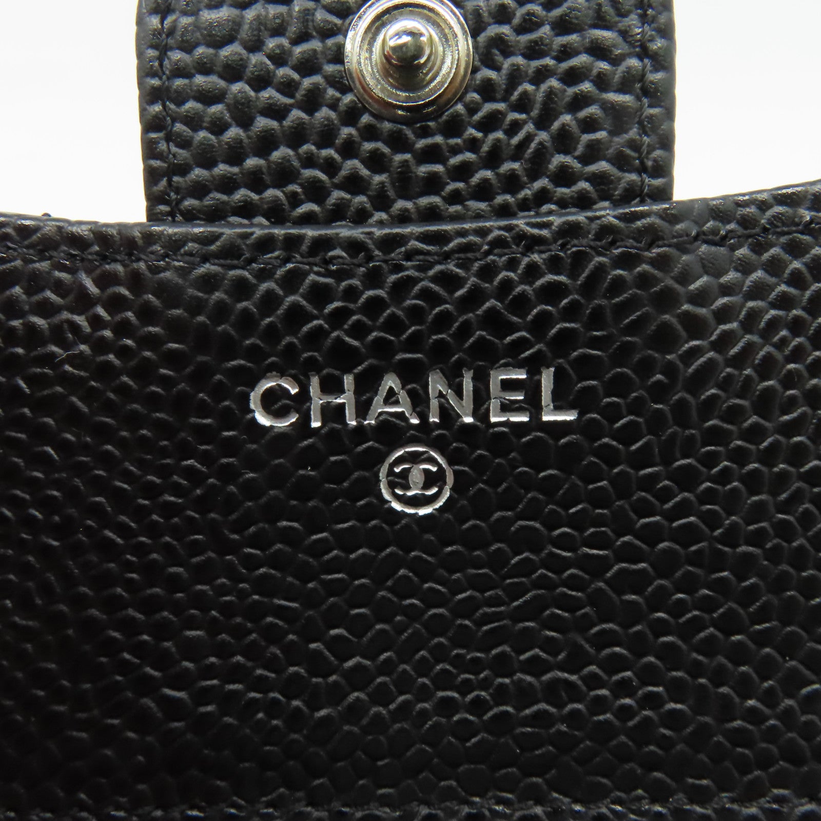 CHANEL 菱格Caviar皮革Classic Small Flap Wallet銀扣錢包黑色