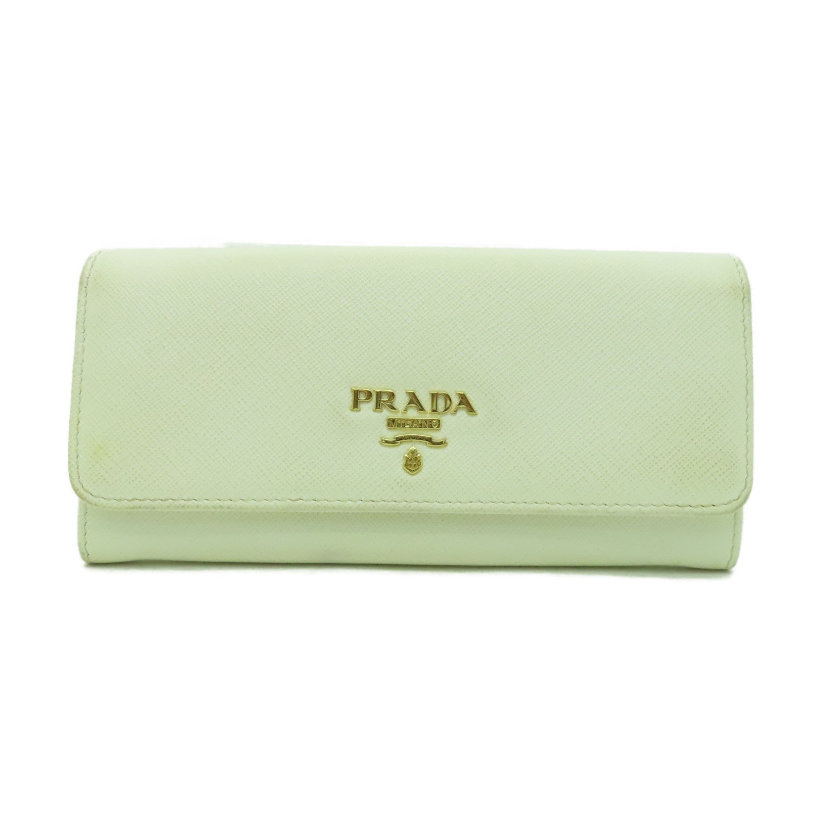 PRADA 牛皮皮革Long Wallet金扣長錢包白色