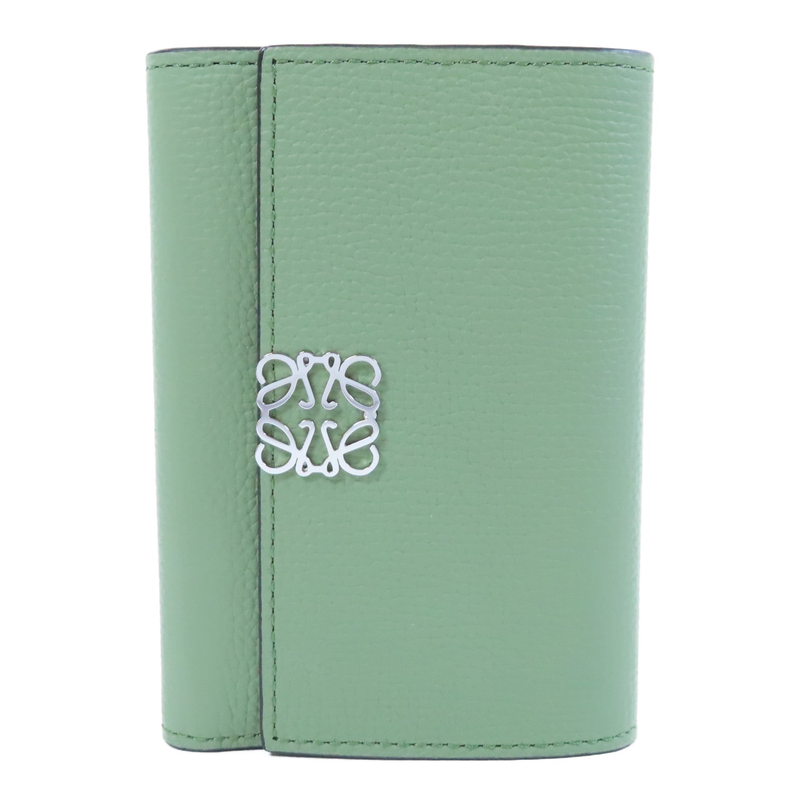 LOEWE 牛皮皮革Wallet銀扣錢包淺綠色
