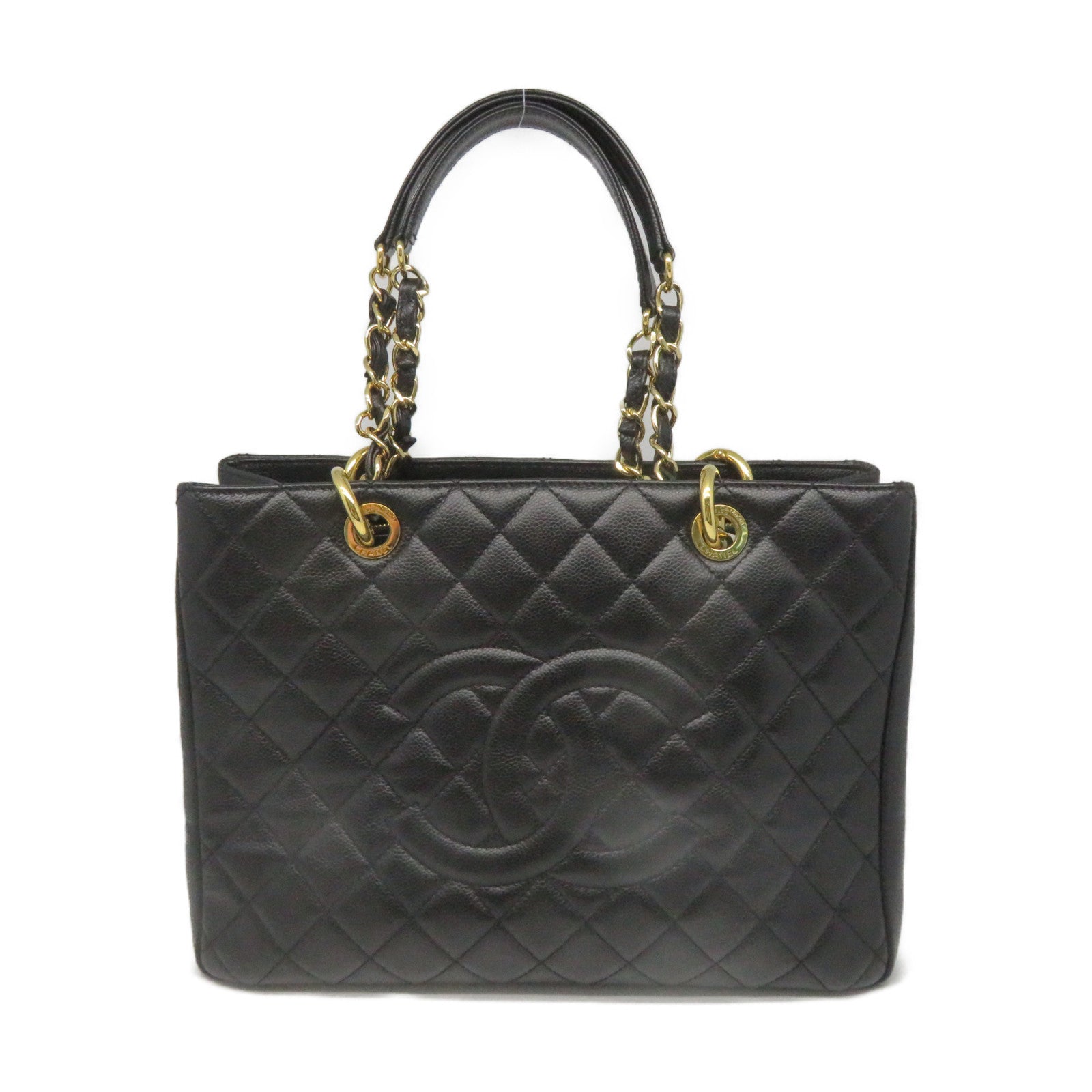 CHANEL Caviar皮革GST金扣鏈帶肩背袋黑色