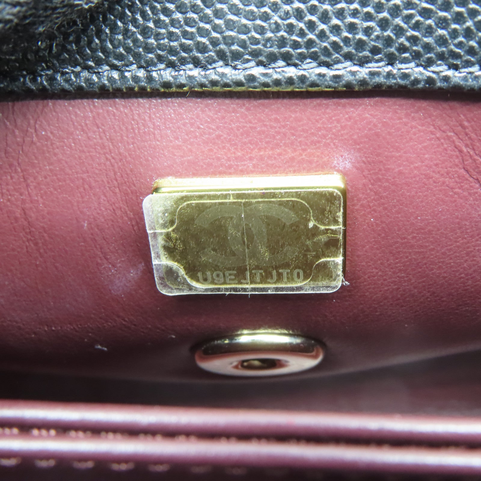CHANEL 菱格Caviar皮革Coco Handle Mini金扣手挽肩背兩用袋黑色