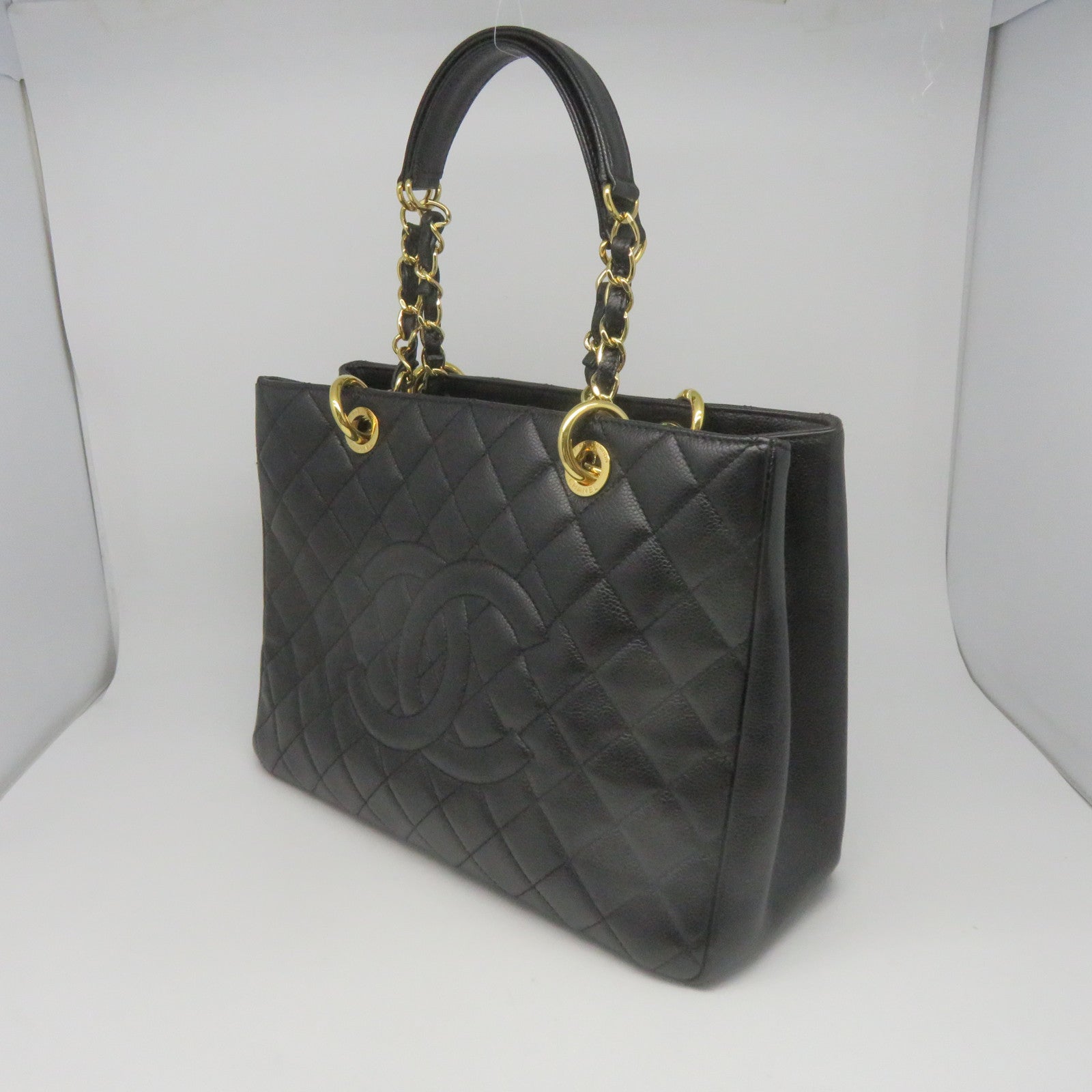 CHANEL Caviar皮革GST金扣鏈帶肩背袋黑色