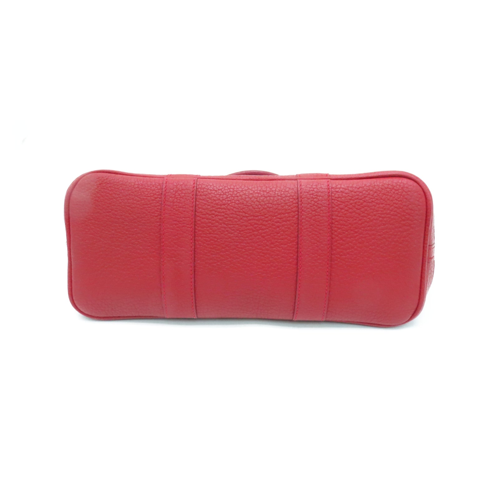 HERMES Negonda皮革Garden Party TPM银扣手挽袋Rouge Casaque红色