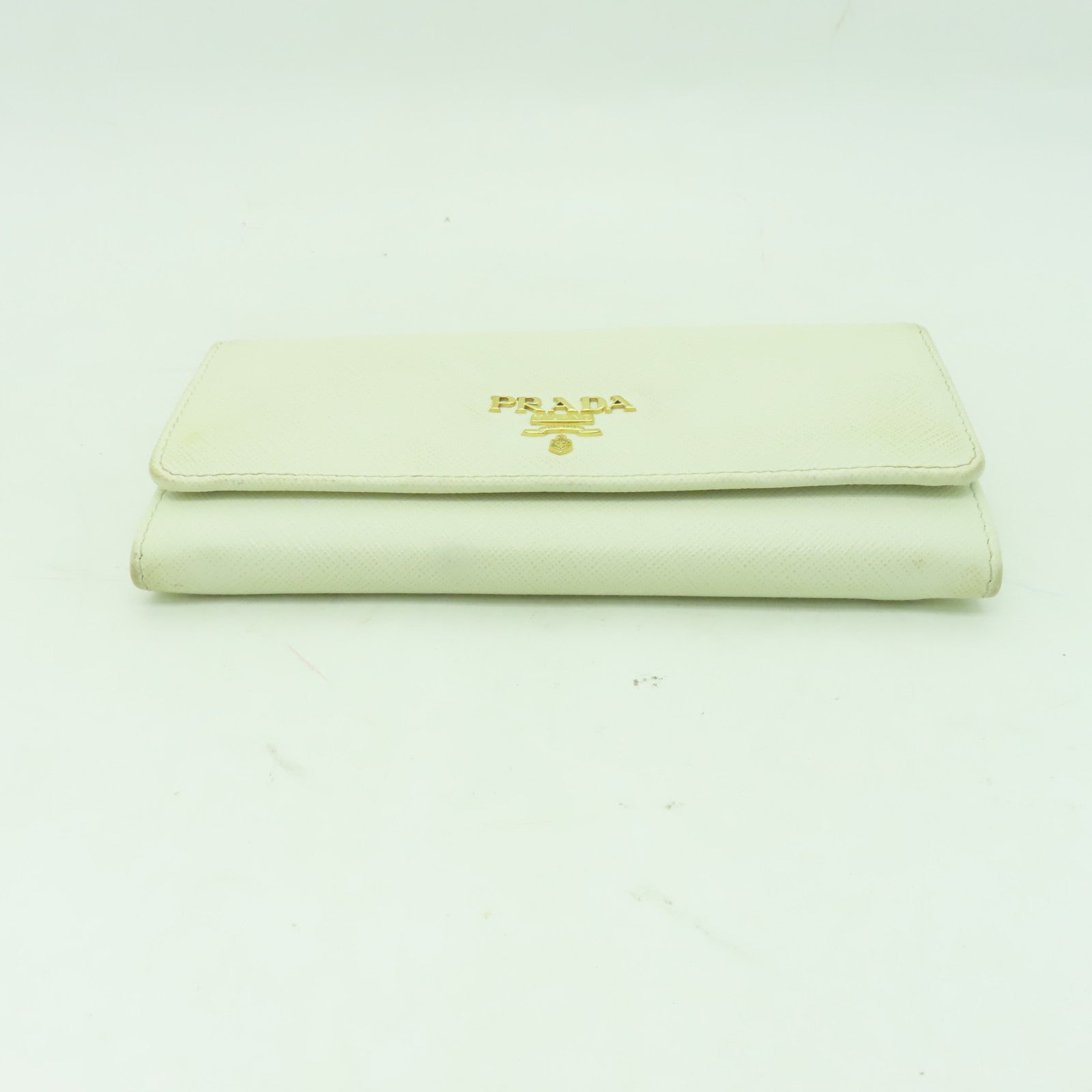 PRADA 牛皮皮革Long Wallet金扣長錢包白色