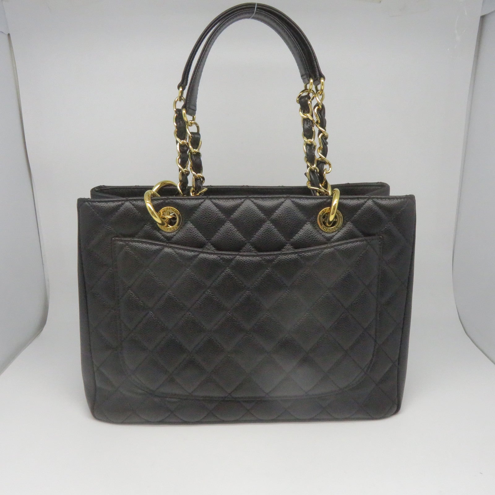 CHANEL Caviar皮革GST金扣鏈帶肩背袋黑色