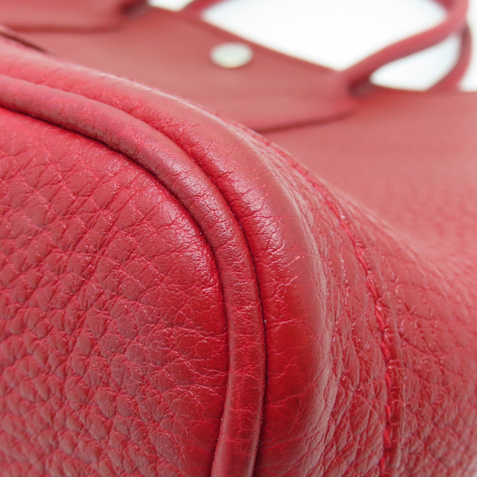 HERMES Negonda皮革Garden Party TPM银扣手挽袋Rouge Casaque红色