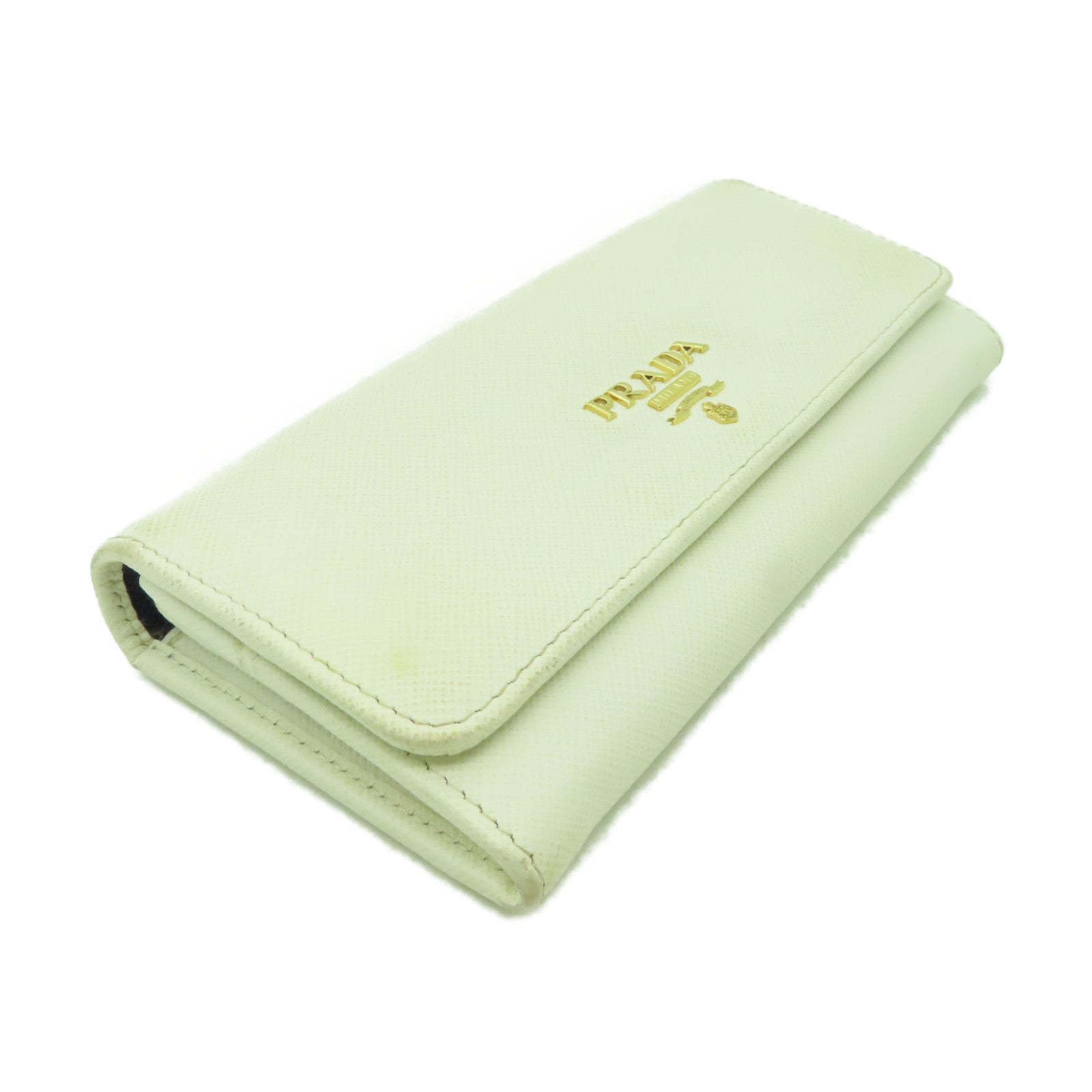 PRADA 牛皮皮革Long Wallet金扣長錢包白色