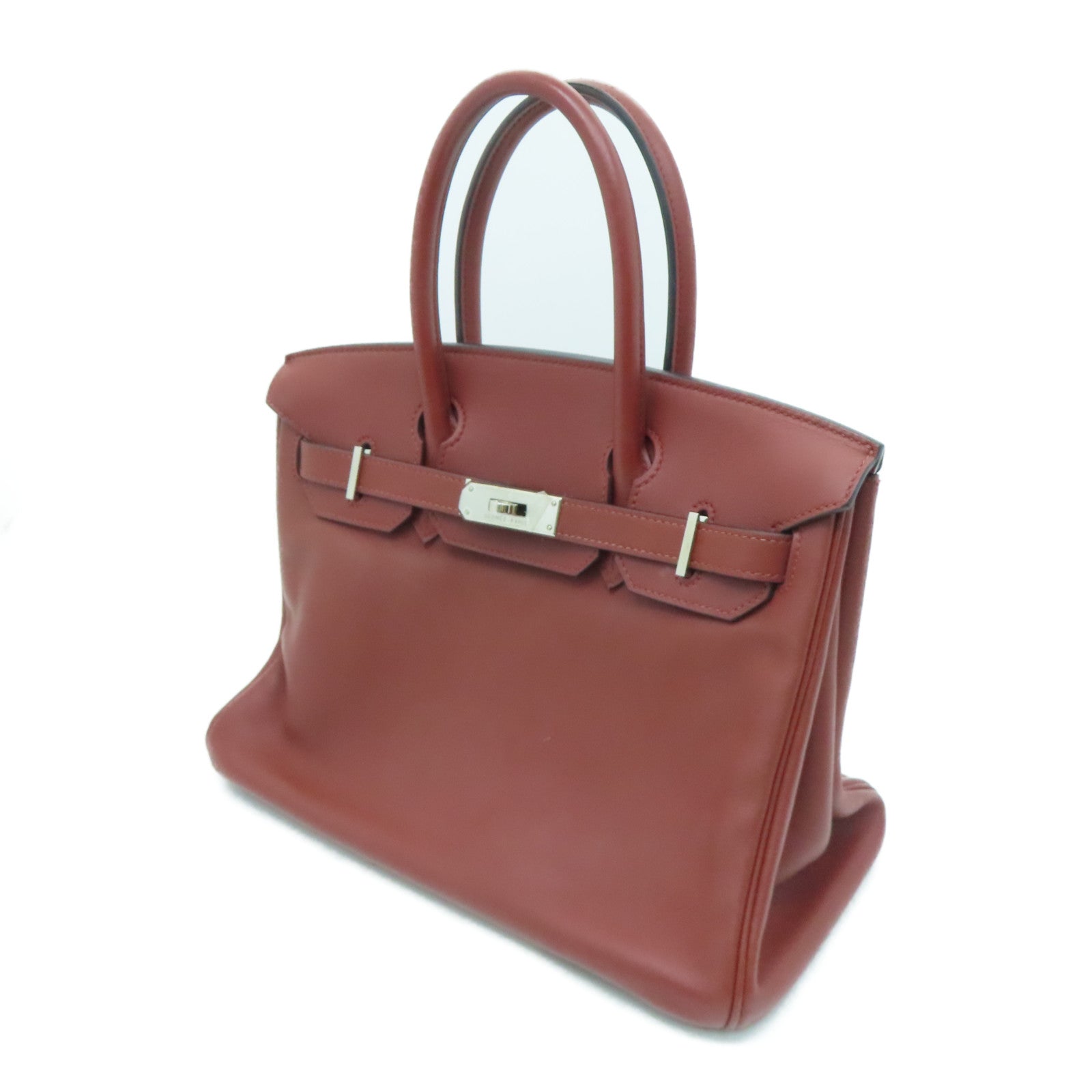 HERMES [Sharp Discount] Swift Leather Birkin 30 Silver Buckle Hand Bag Rough H/Brown