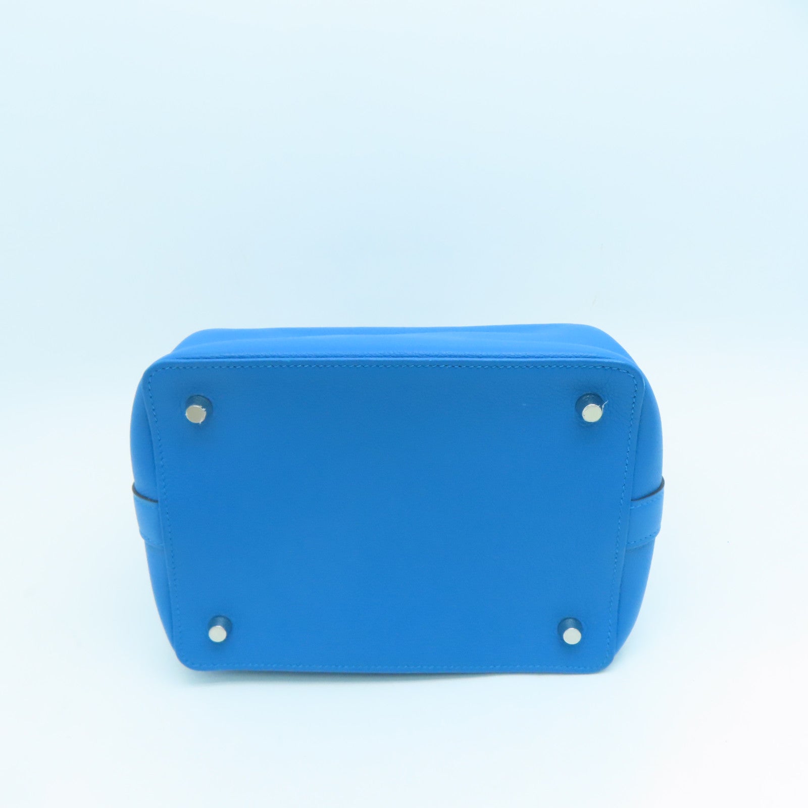 HERMES 【激減優惠】Evercolor皮革Toolbox 20 Shoulder Bag銀扣手挽肩背兩用袋藍色