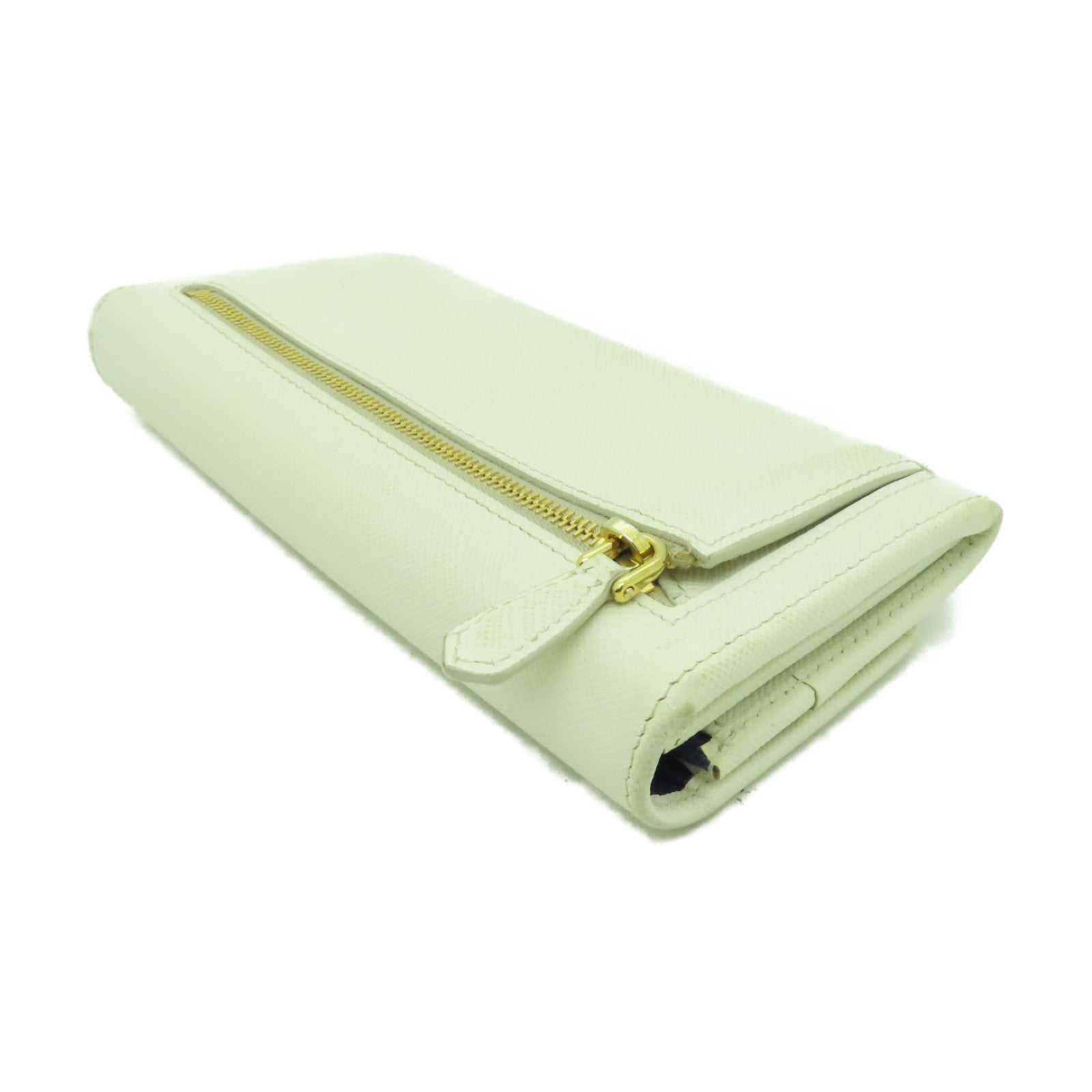 PRADA 牛皮皮革Long Wallet金扣長錢包白色