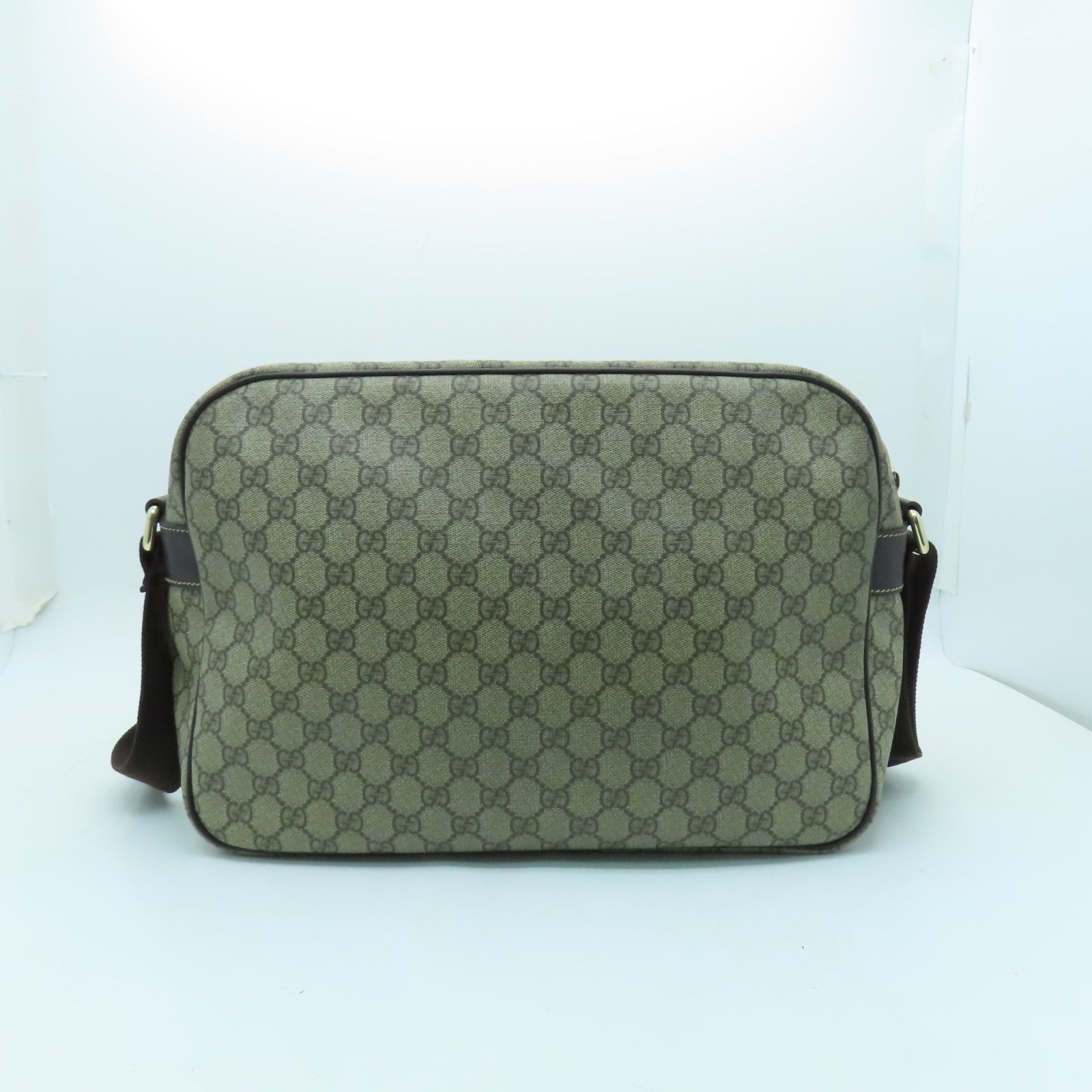 GUCCI coated canvas Shoulder Bag gold buckle shoulder bag brown