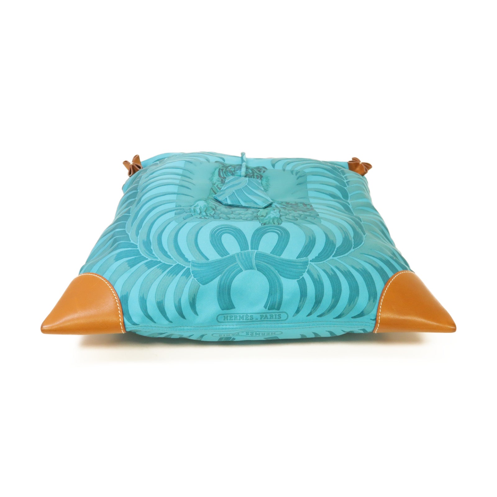 HERMES 絲質Silk City銀扣肩背袋綠色