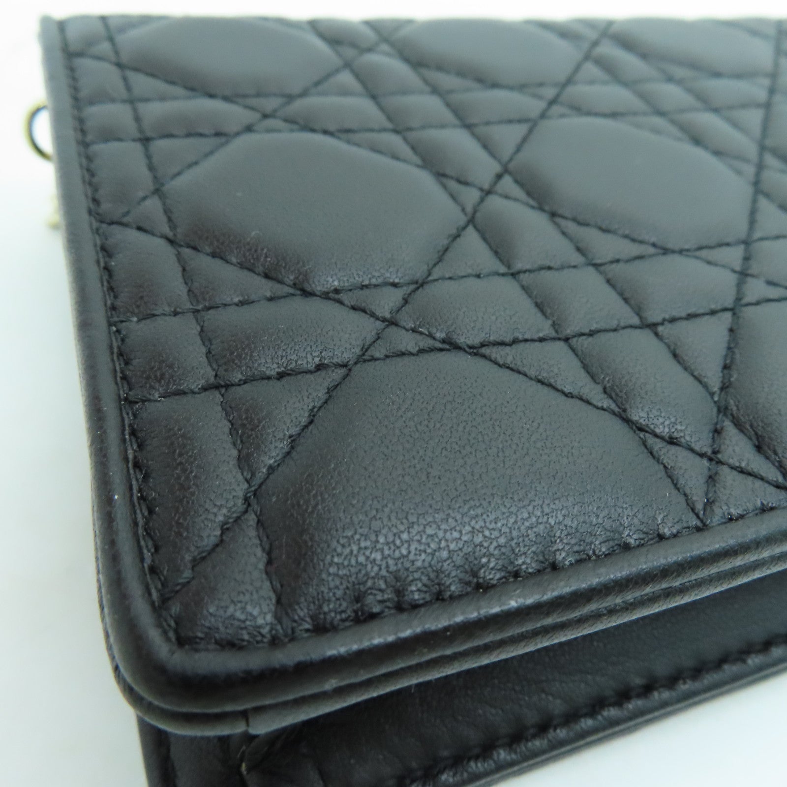 Dior 牛皮皮革Chain Shoulder銀扣鏈帶肩背袋黑色