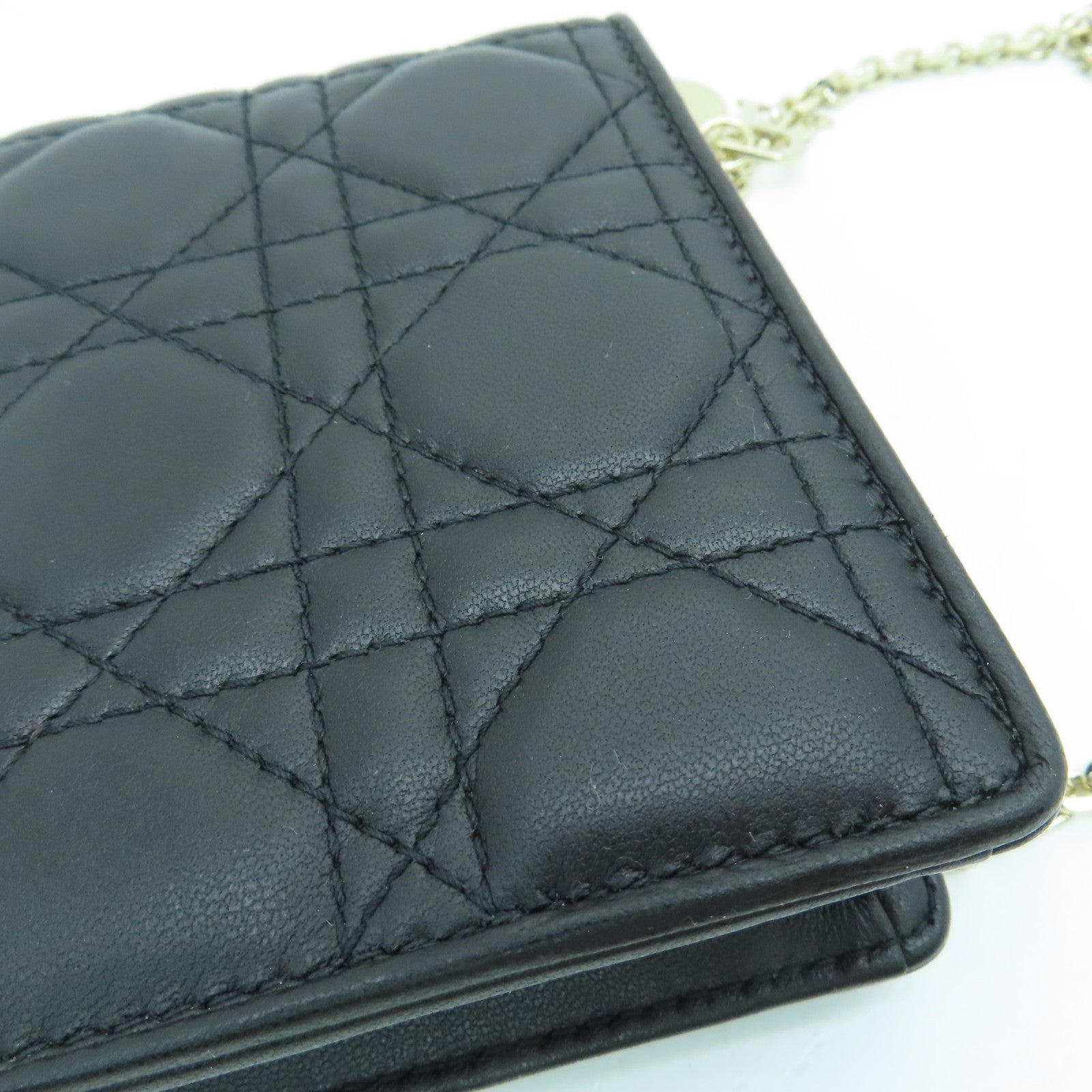 Dior 牛皮皮革Chain Shoulder銀扣鏈帶肩背袋黑色
