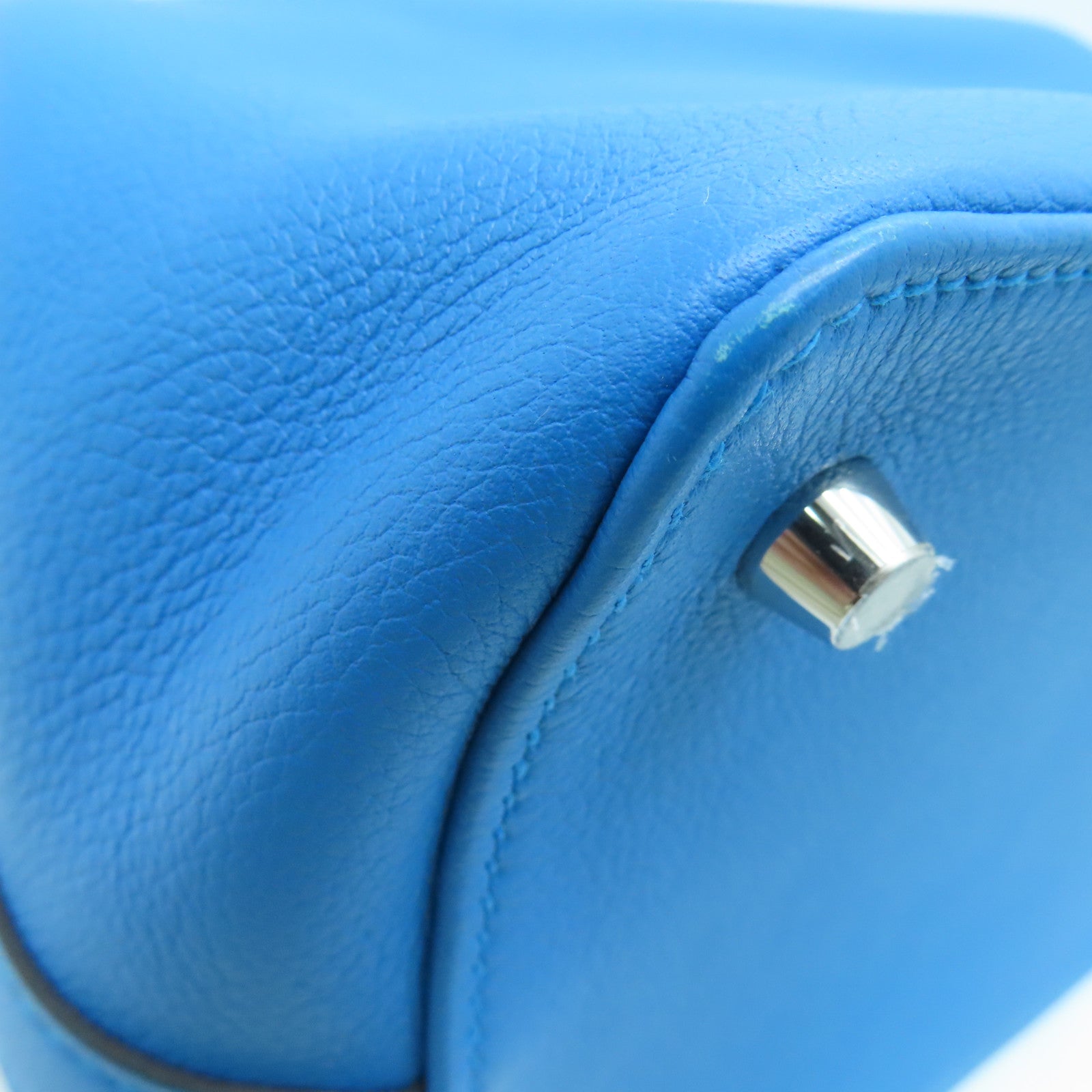 HERMES 【激減優惠】Evercolor皮革Toolbox 20 Shoulder Bag銀扣手挽肩背兩用袋藍色