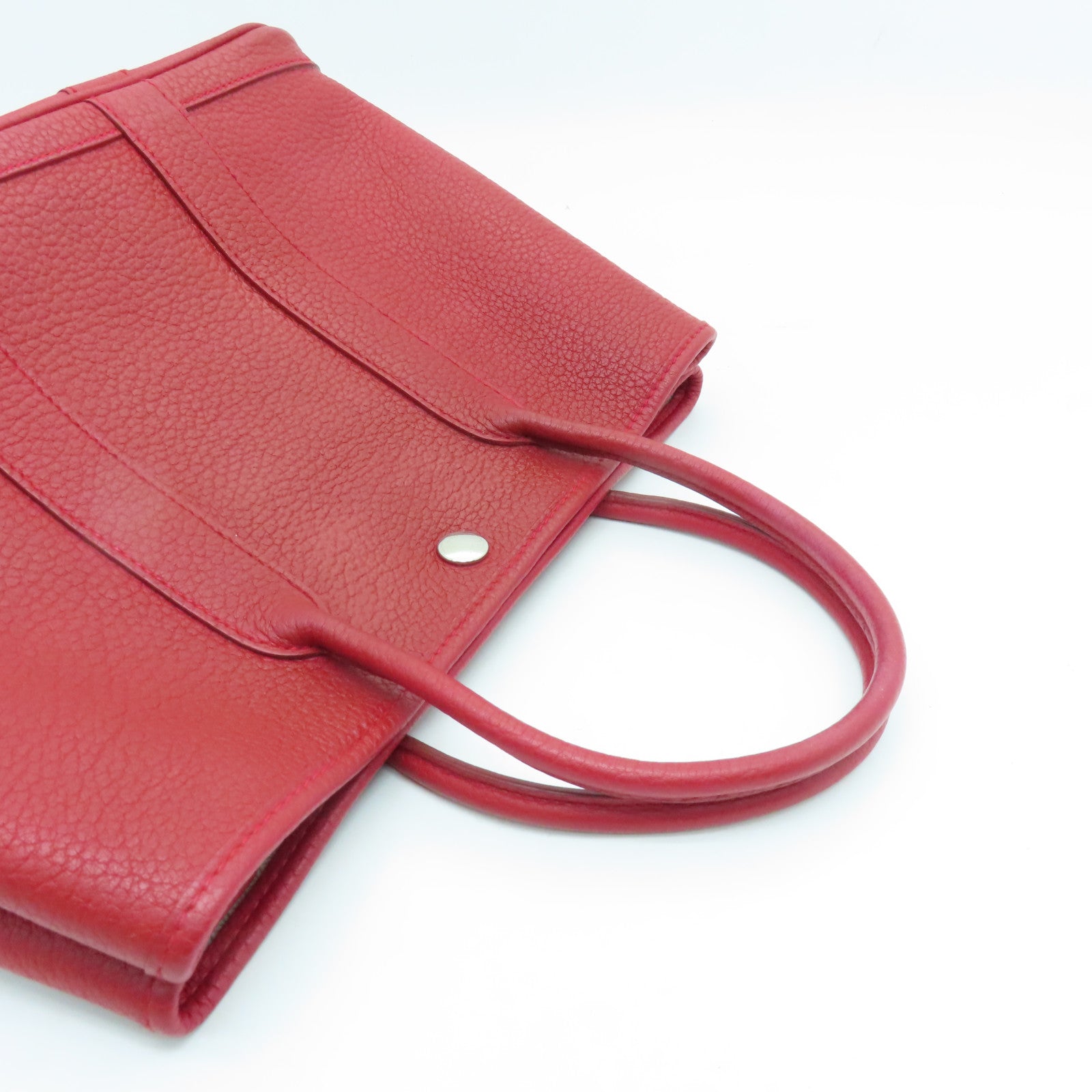 HERMES Negonda皮革Garden Party TPM银扣手挽袋Rouge Casaque红色