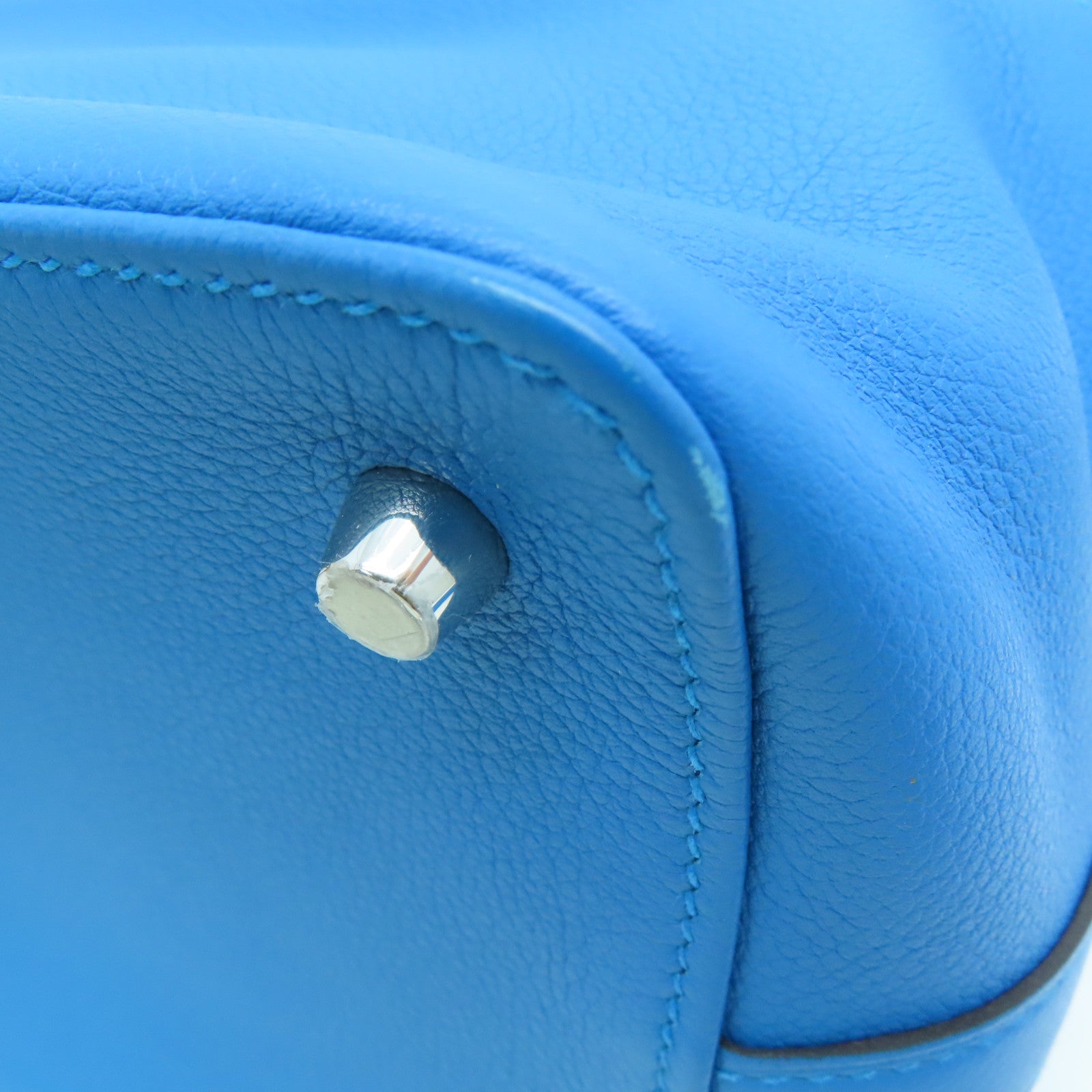 HERMES 【激減優惠】Evercolor皮革Toolbox 20 Shoulder Bag銀扣手挽肩背兩用袋藍色