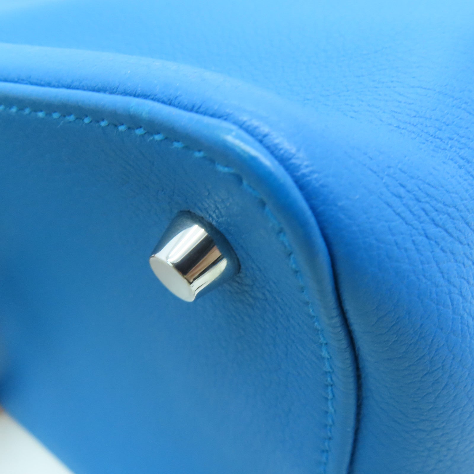 HERMES 【激減優惠】Evercolor皮革Toolbox 20 Shoulder Bag銀扣手挽肩背兩用袋藍色