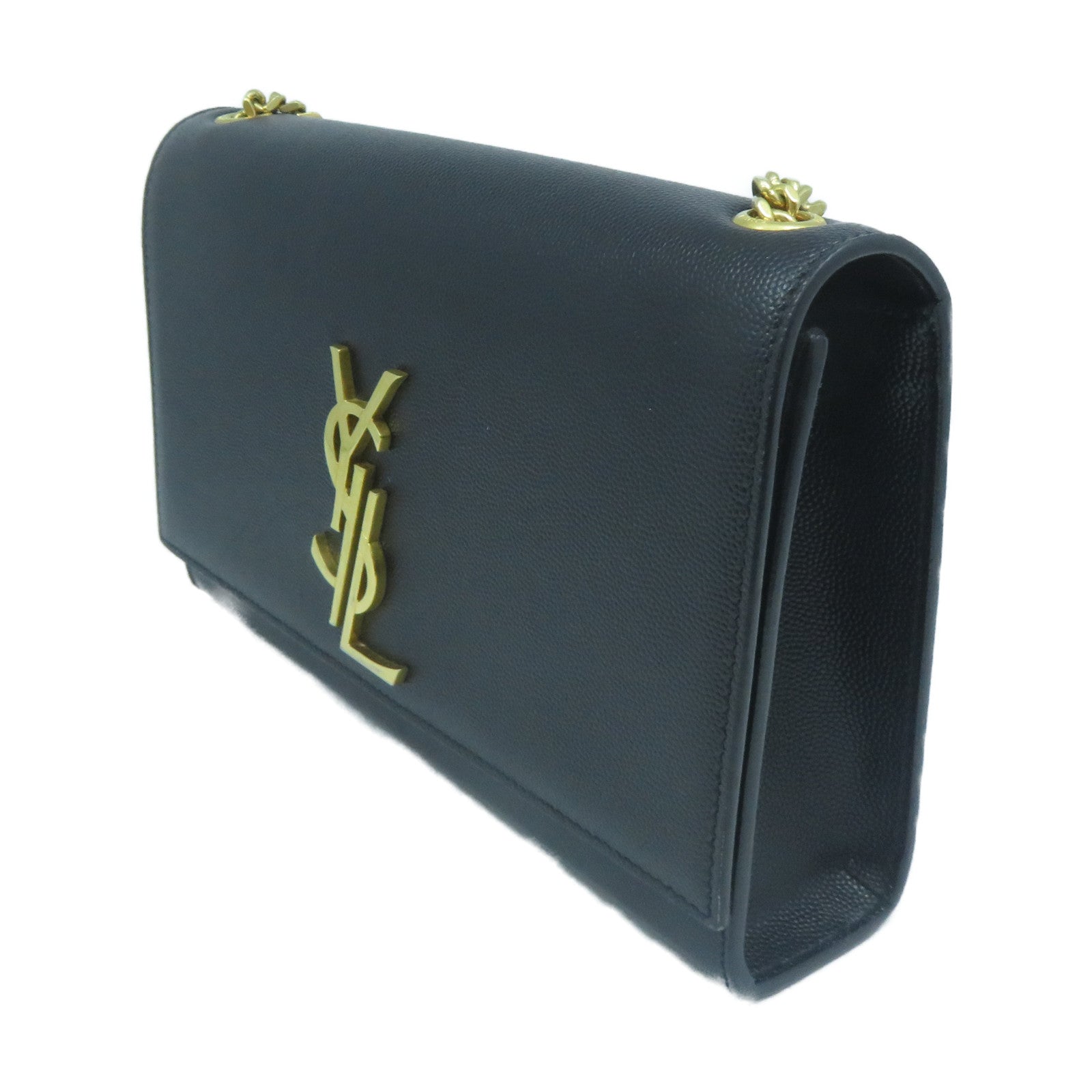 SAINT LAURENT 牛皮皮革Chain Shoulder金扣鏈帶肩背袋黑色