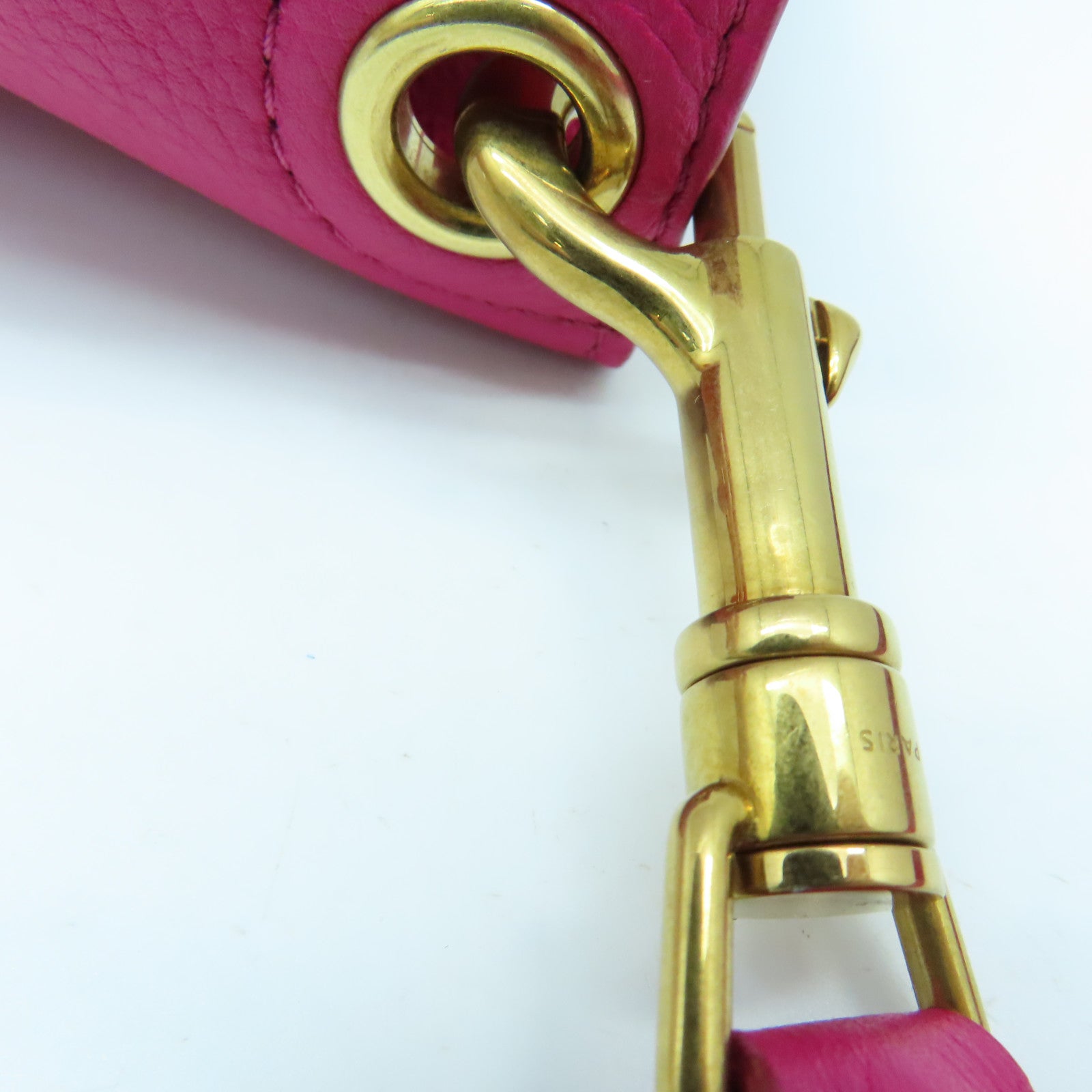 CELINE 牛皮皮革Sangle Bucket Small金扣肩背袋粉紅色