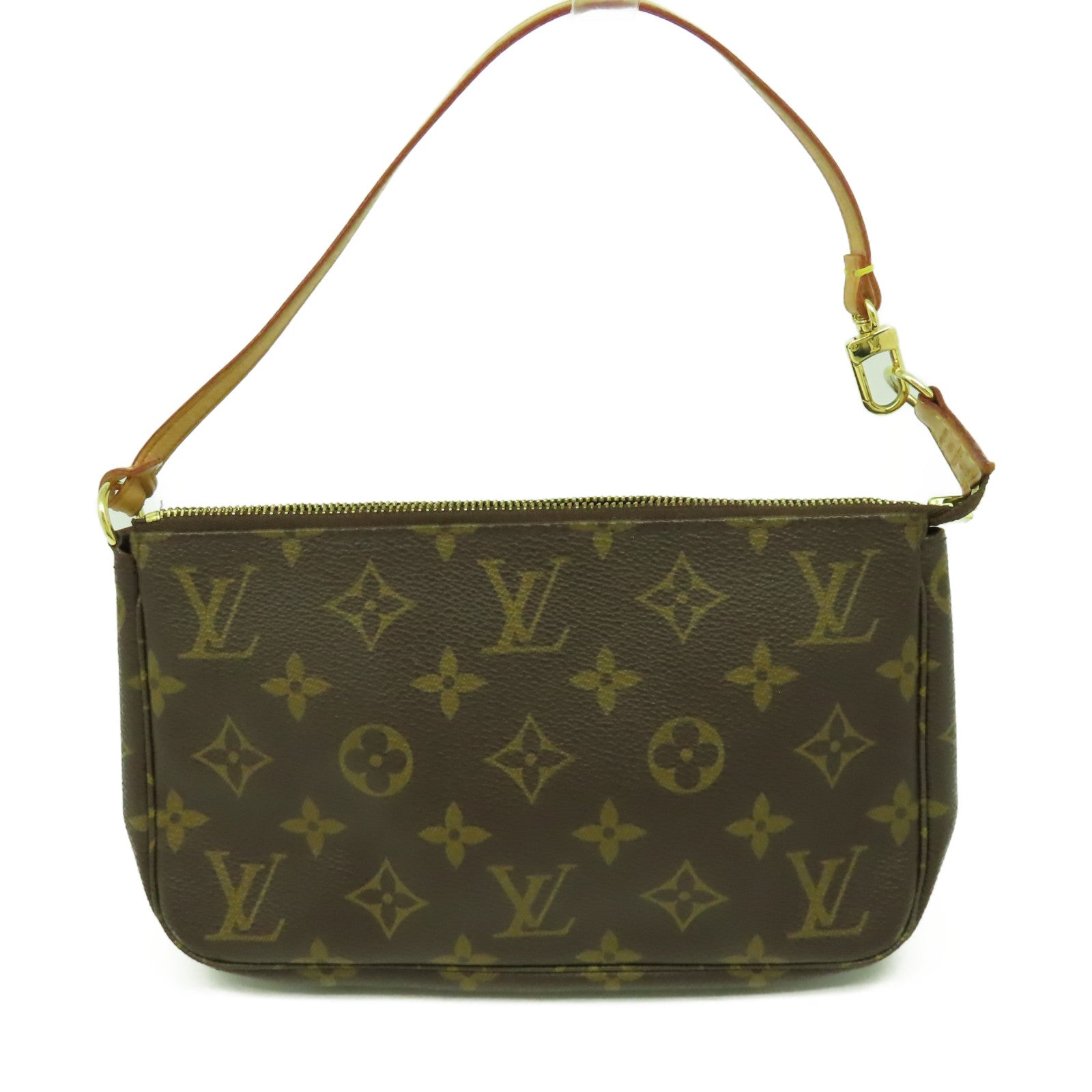 LOUIS VUITTON Monogram Pochette Accessories金扣肩背袋啡色