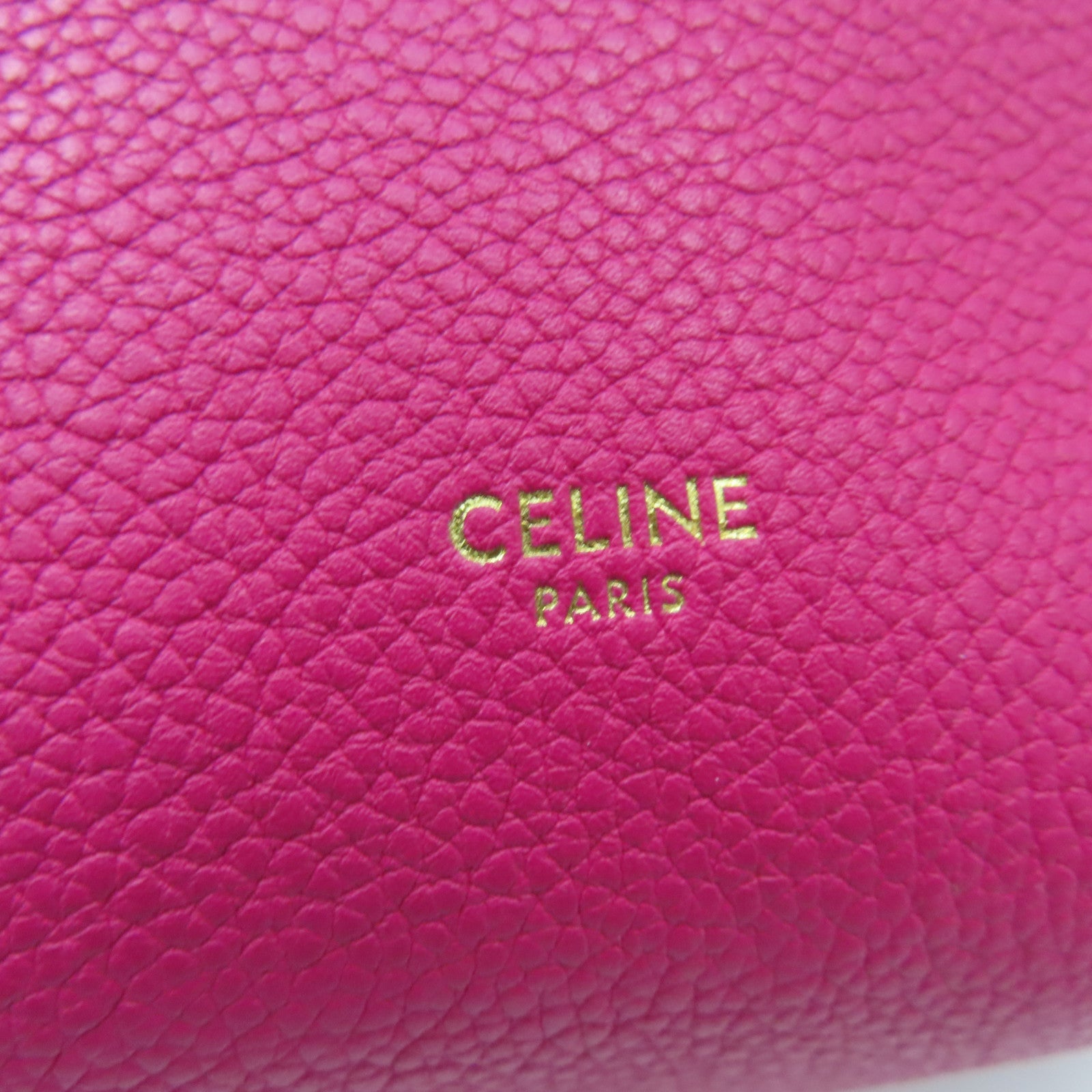 CELINE 牛皮皮革Sangle Bucket Small金扣肩背袋粉紅色
