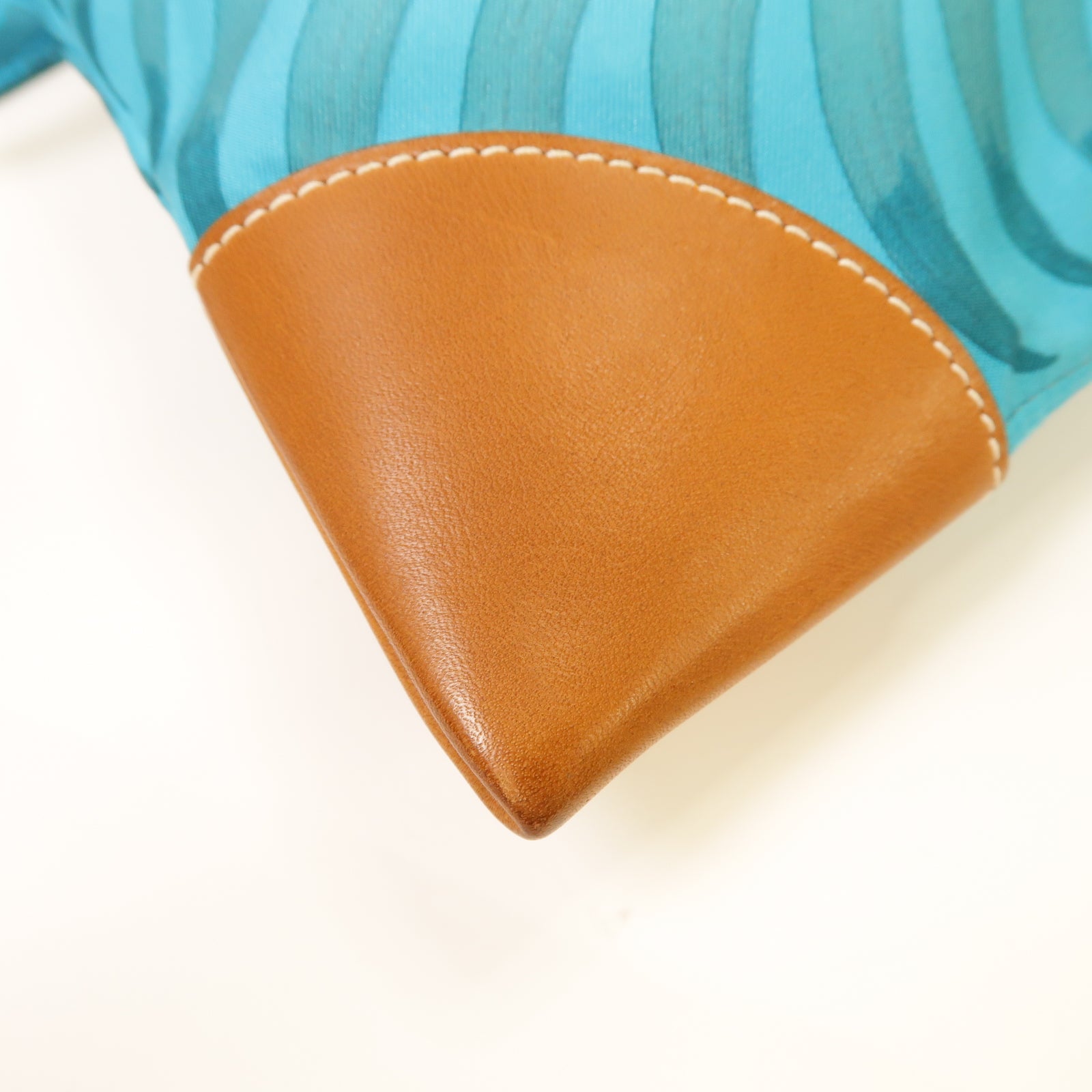 HERMES 絲質Silk City銀扣肩背袋綠色