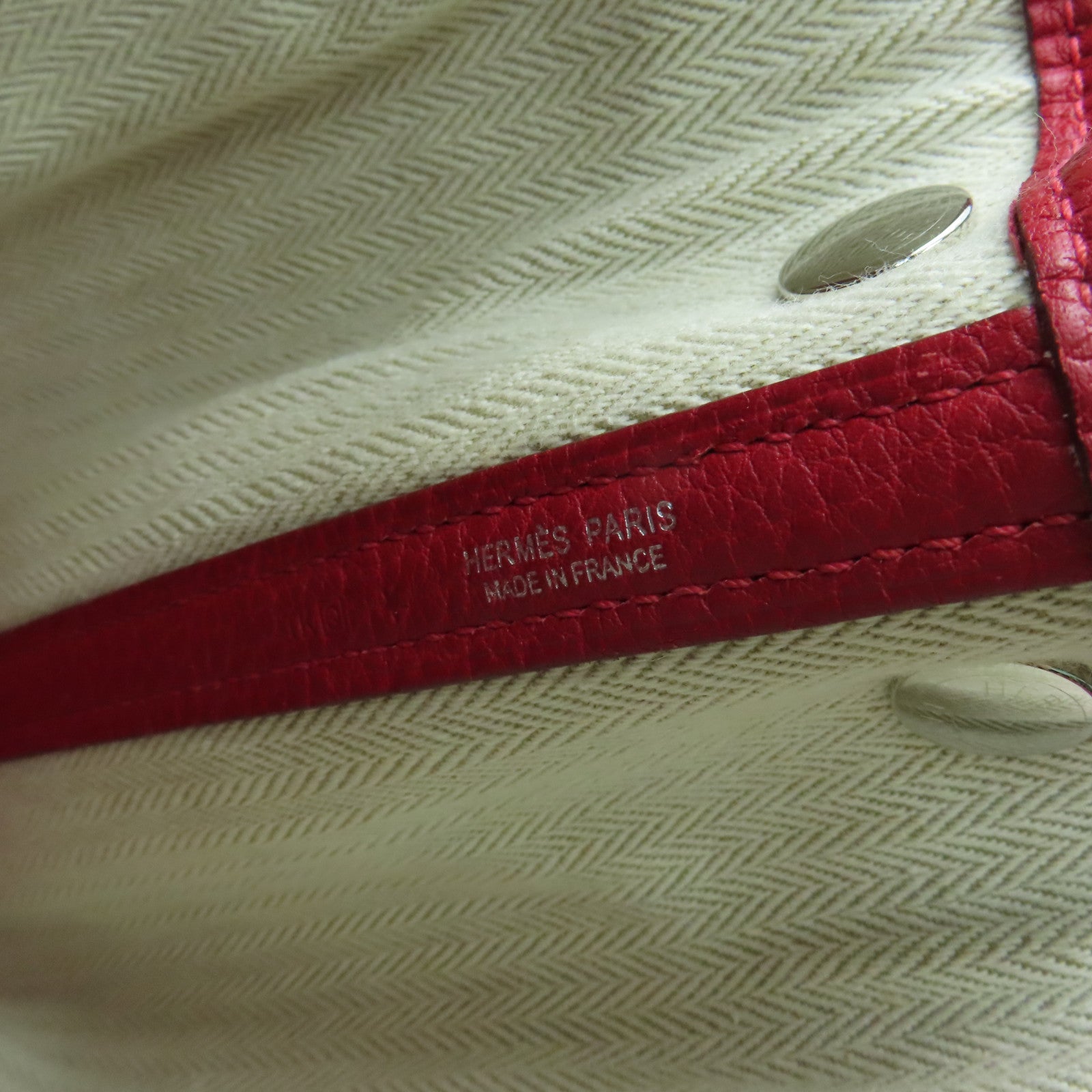 HERMES Negonda皮革Garden Party TPM银扣手挽袋Rouge Casaque红色
