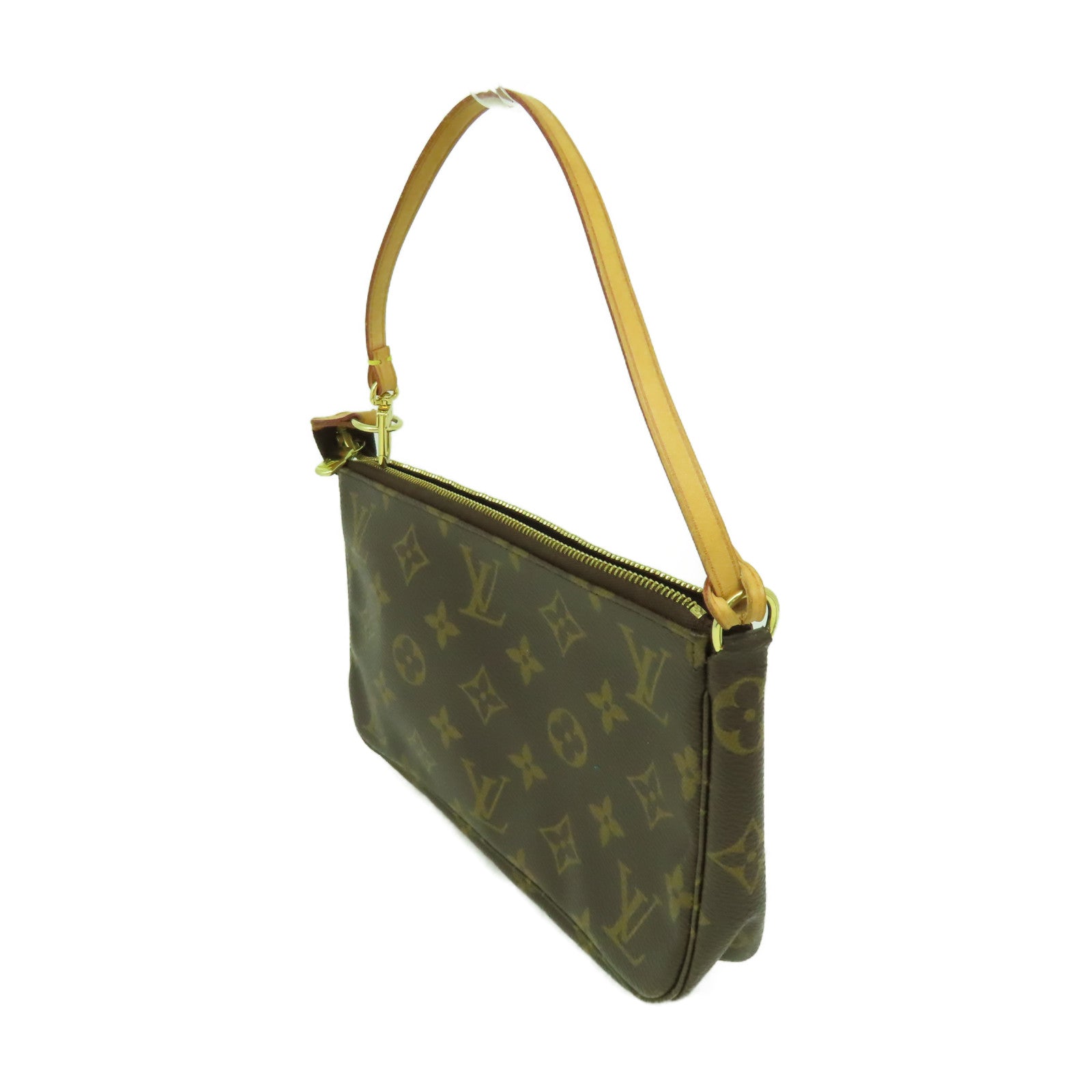 LOUIS VUITTON Monogram Pochette Accessories金扣肩背袋啡色