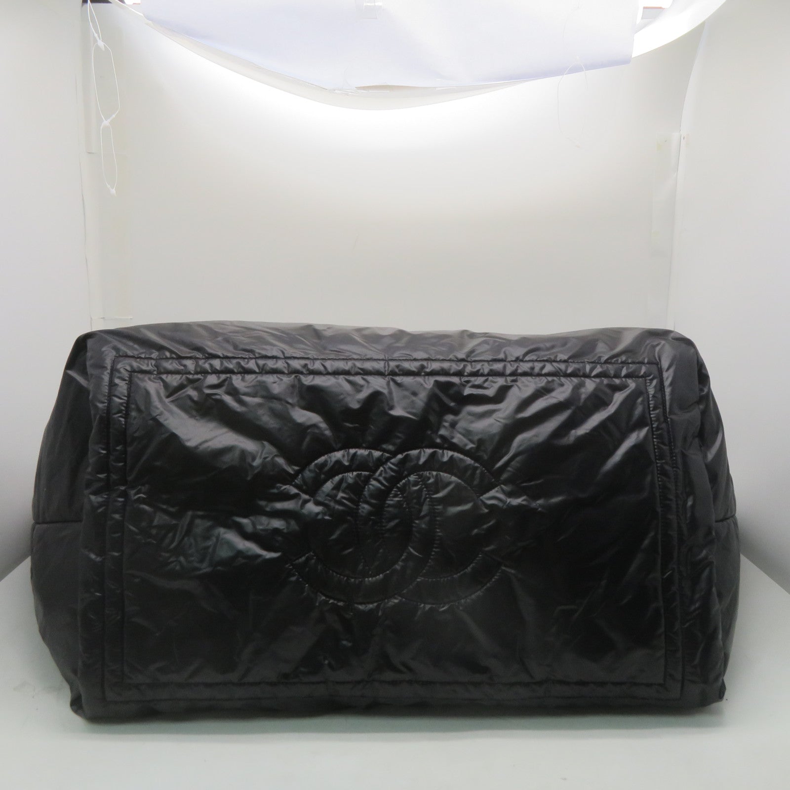 CHANEL 帆布Coco Cocoon銀扣肩背袋黑色