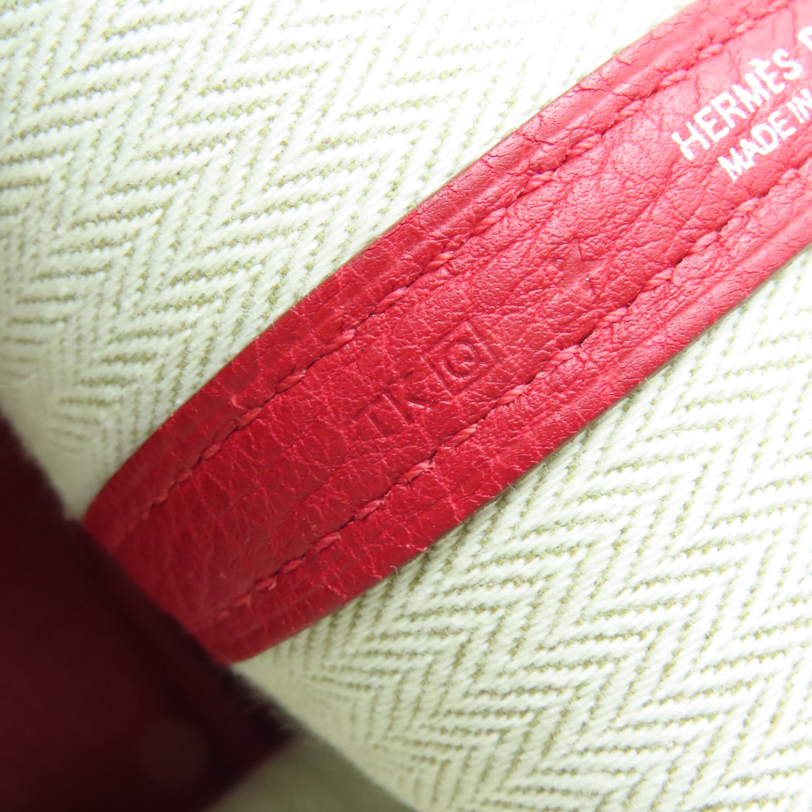HERMES Negonda皮革Garden Party TPM银扣手挽袋Rouge Casaque红色