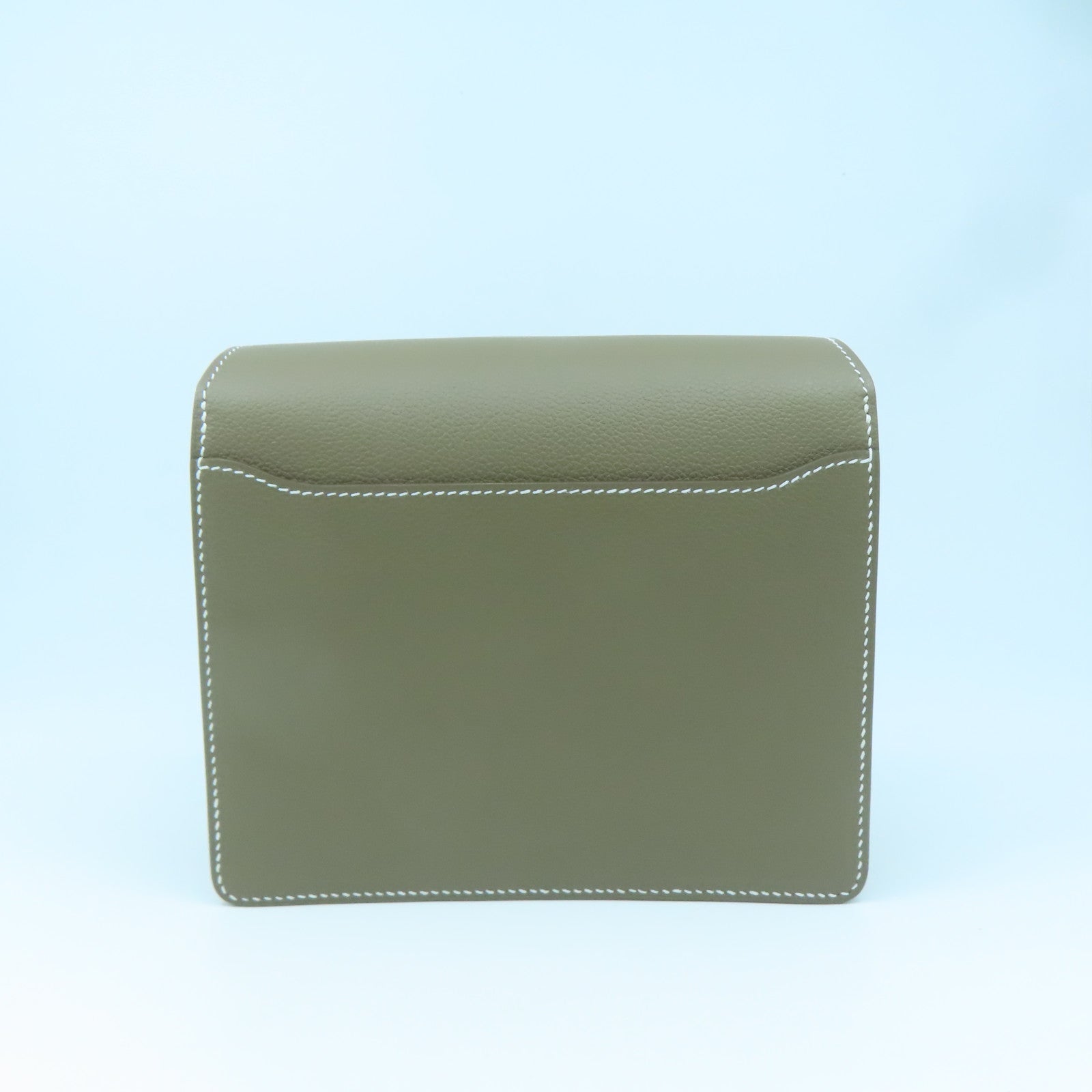 HERMES Evercolor Leather Mini Roulis Silver Buckle Shoulder Bag Elephant Gray