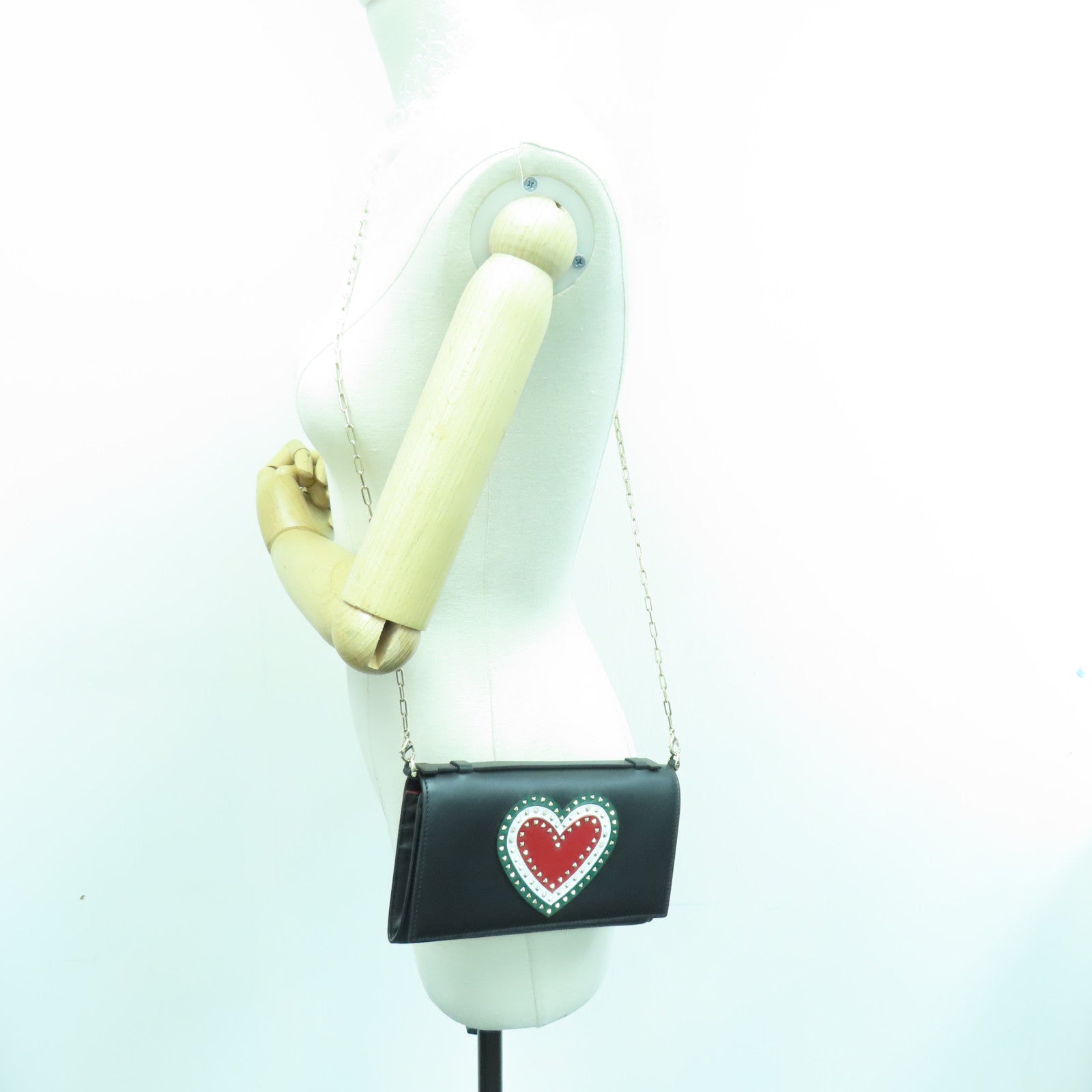 Valentino 牛皮皮革Rockstud Chain Shoulder Bag金扣鏈帶肩背袋黑色
