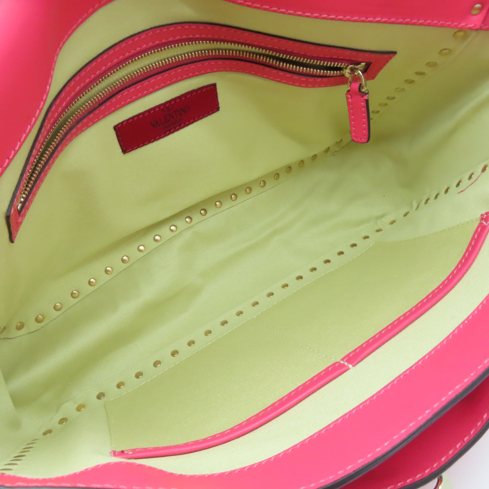 Valentino 牛皮皮革Shoulder Bag金扣肩背袋粉紅色