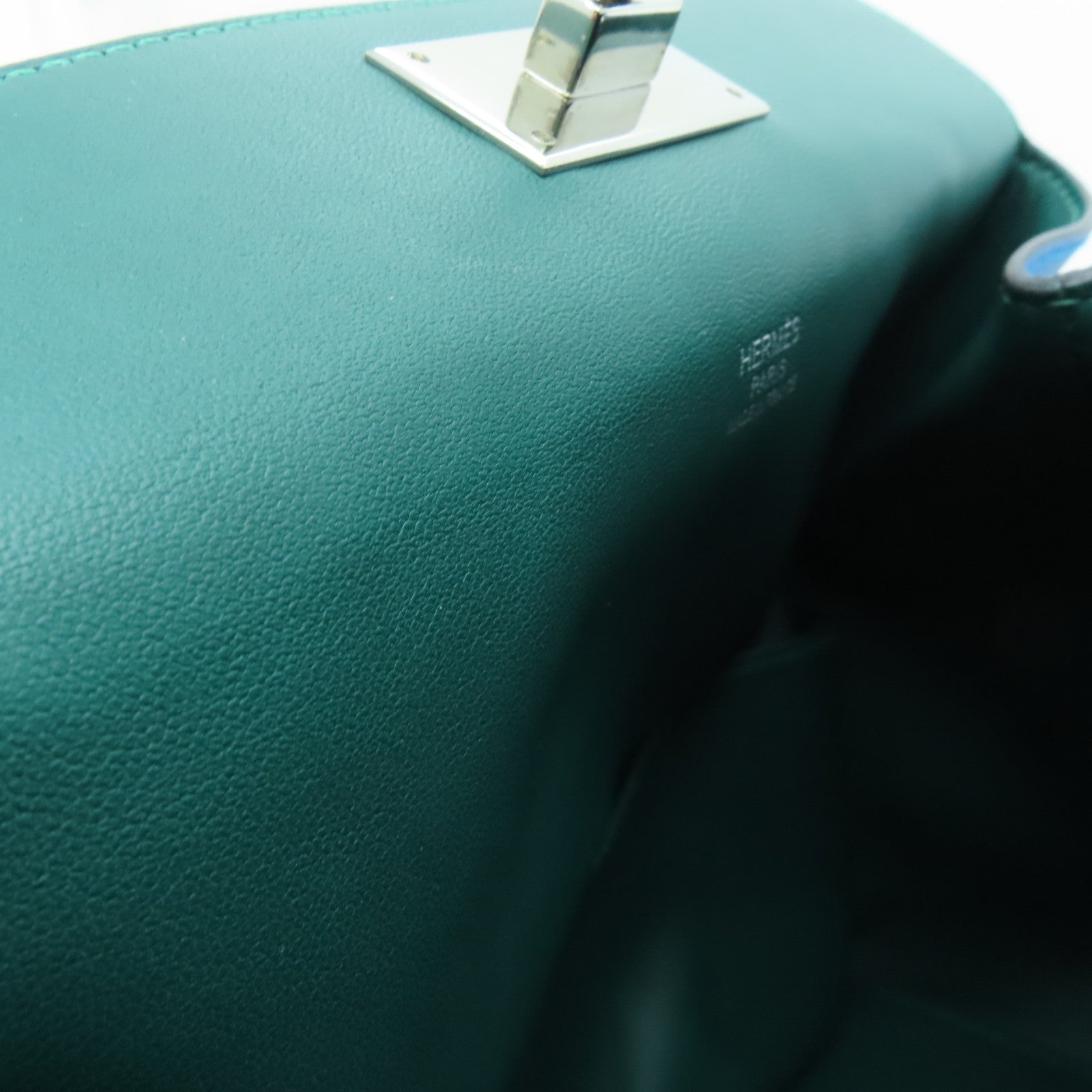 HERMES 【激減優惠】Evercolor皮革Toolbox 20 Shoulder Bag銀扣手挽肩背兩用袋藍色