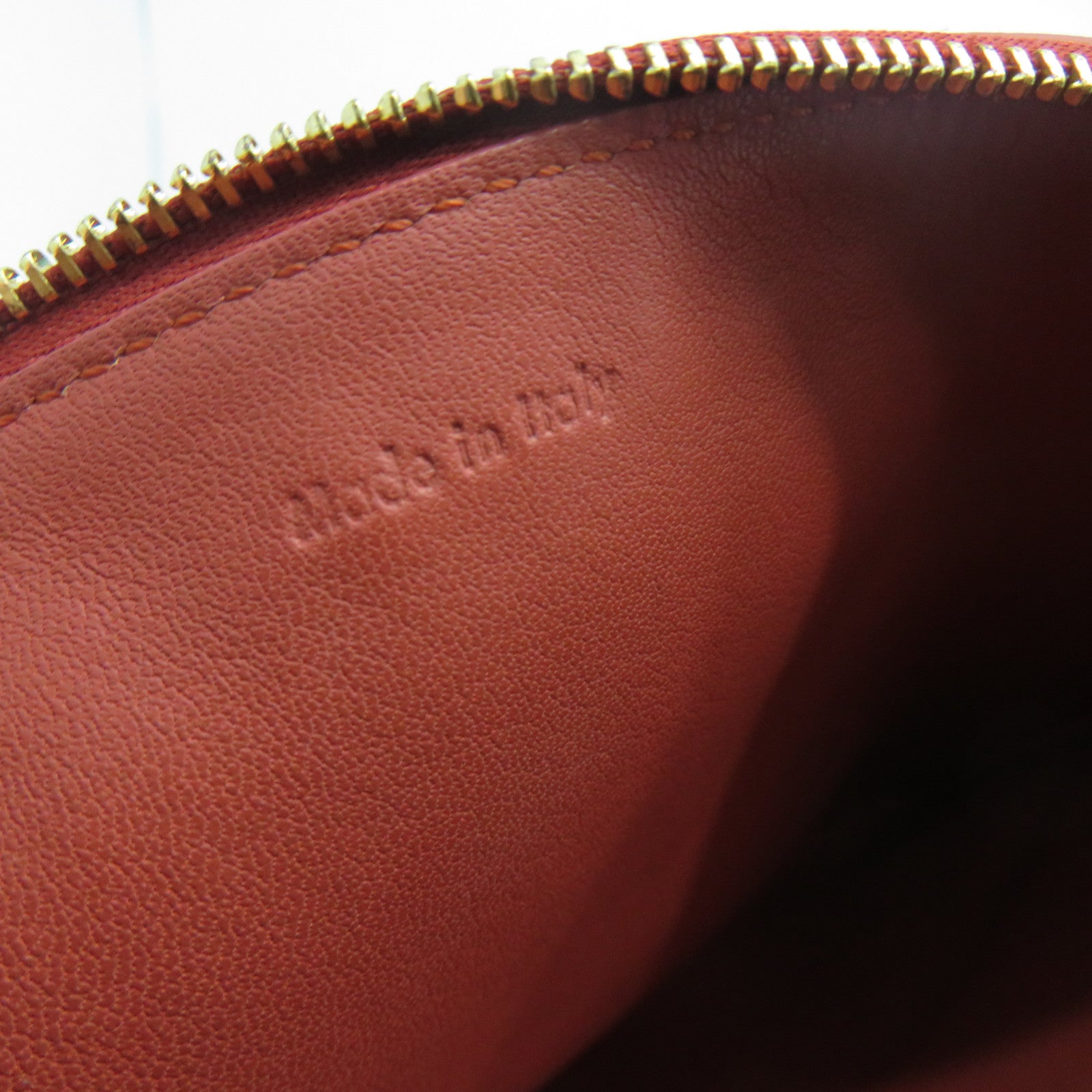 CELINE 牛皮皮革Clutch金扣手拿包紅色/啡色