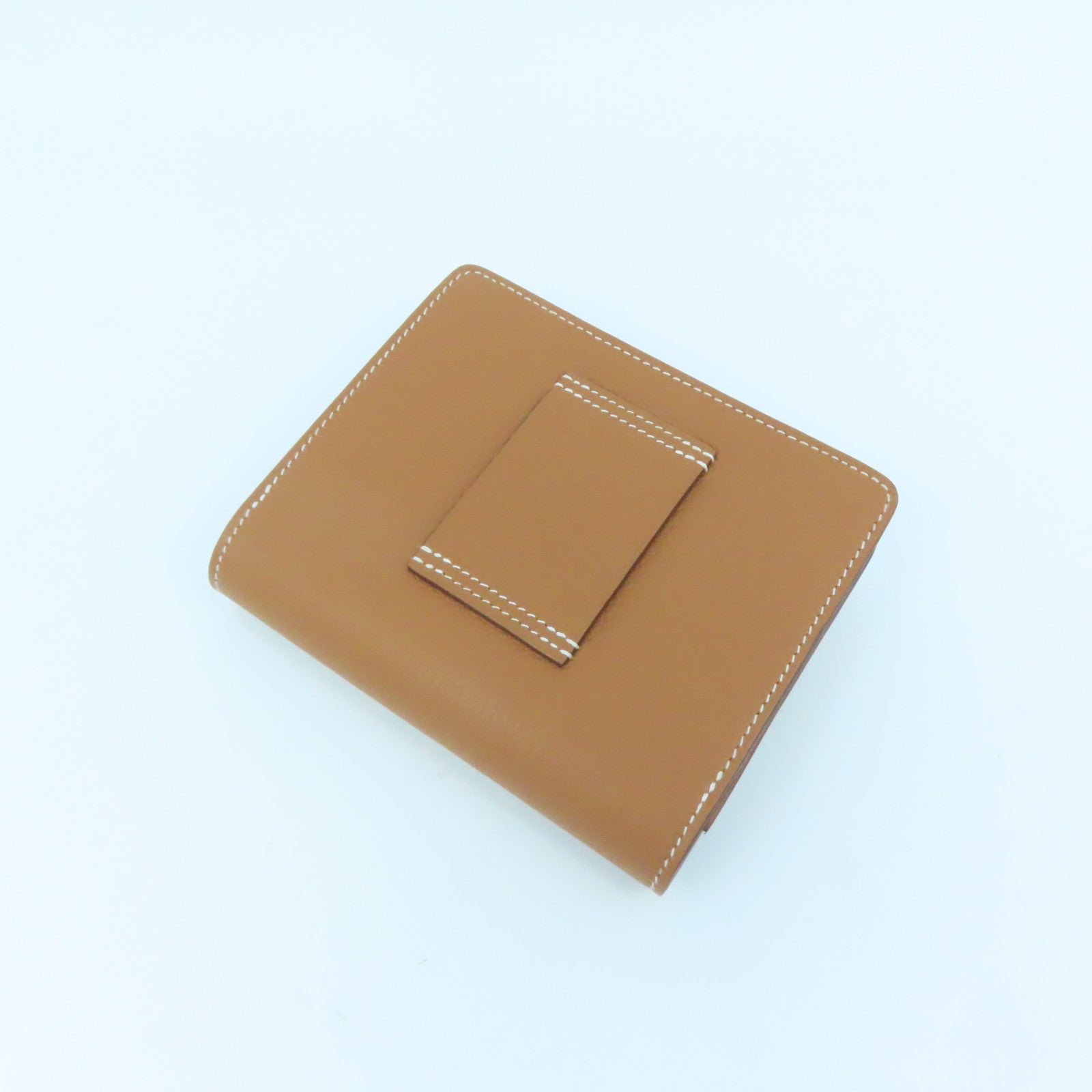 HERMES Evercolor皮革Roulis Slim金扣钱包Gold啡色