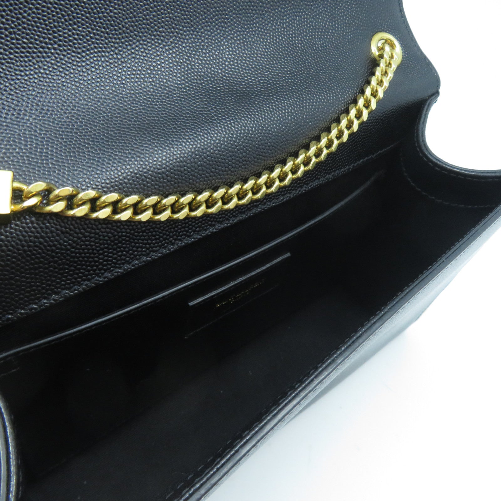 SAINT LAURENT 牛皮皮革Chain Shoulder金扣鏈帶肩背袋黑色