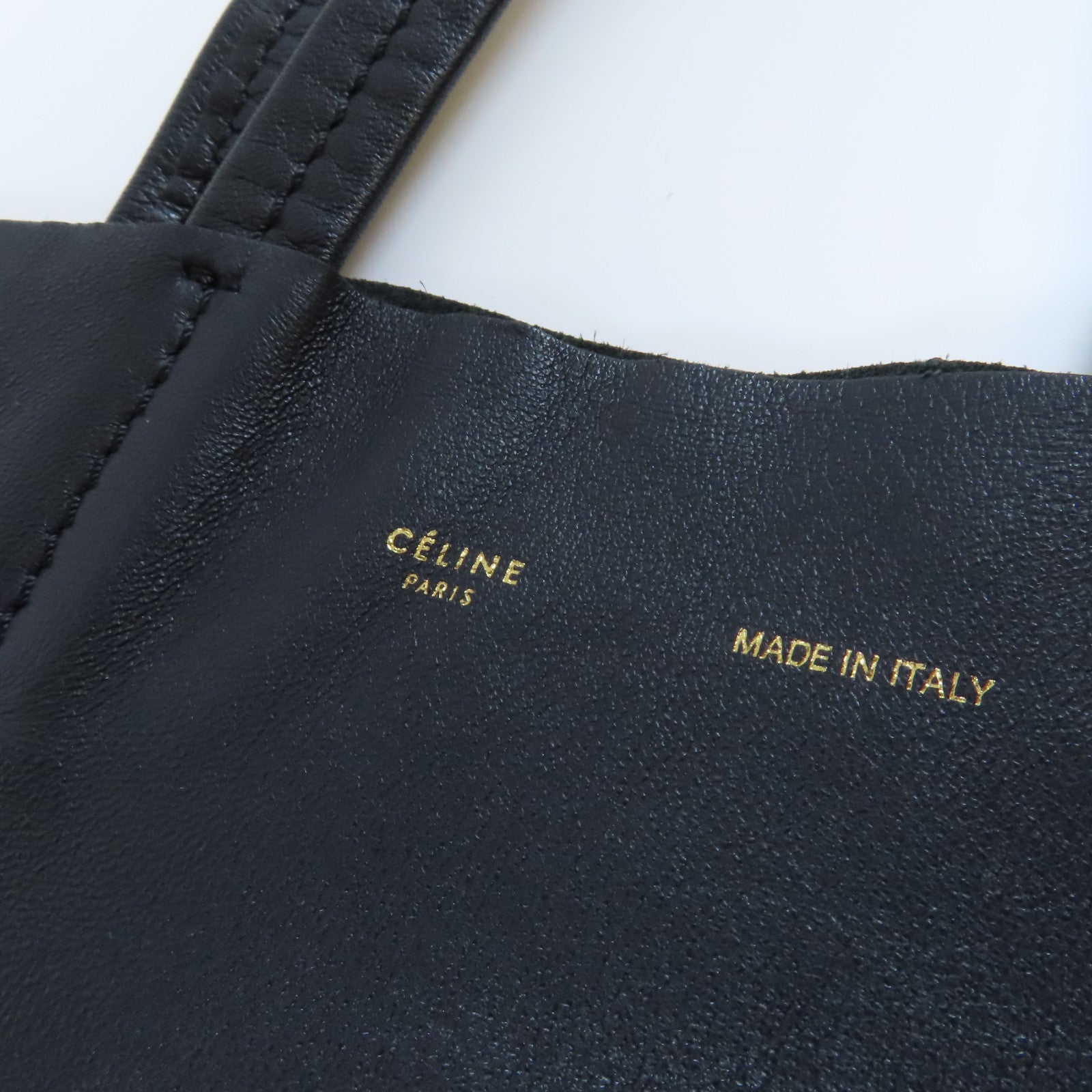 CELINE 羊皮皮革Cabas Tote金扣手挽袋黑色/橙色