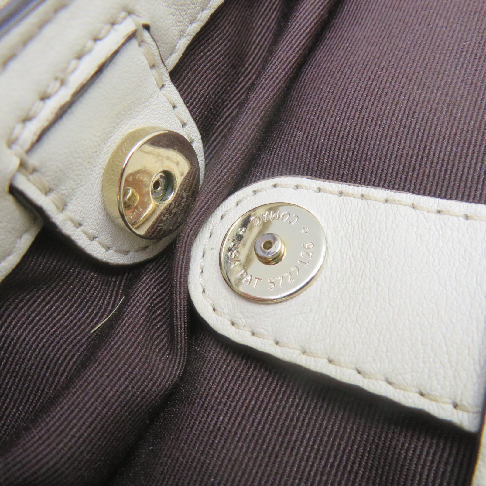 COACH 塗層帆布2Way Shoulder Bag手挽肩背兩用袋杏色/米白色