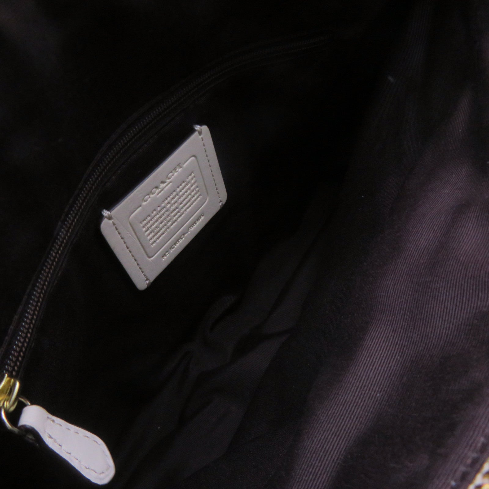 COACH 塗層帆布2Way Shoulder Bag手挽肩背兩用袋杏色/米白色