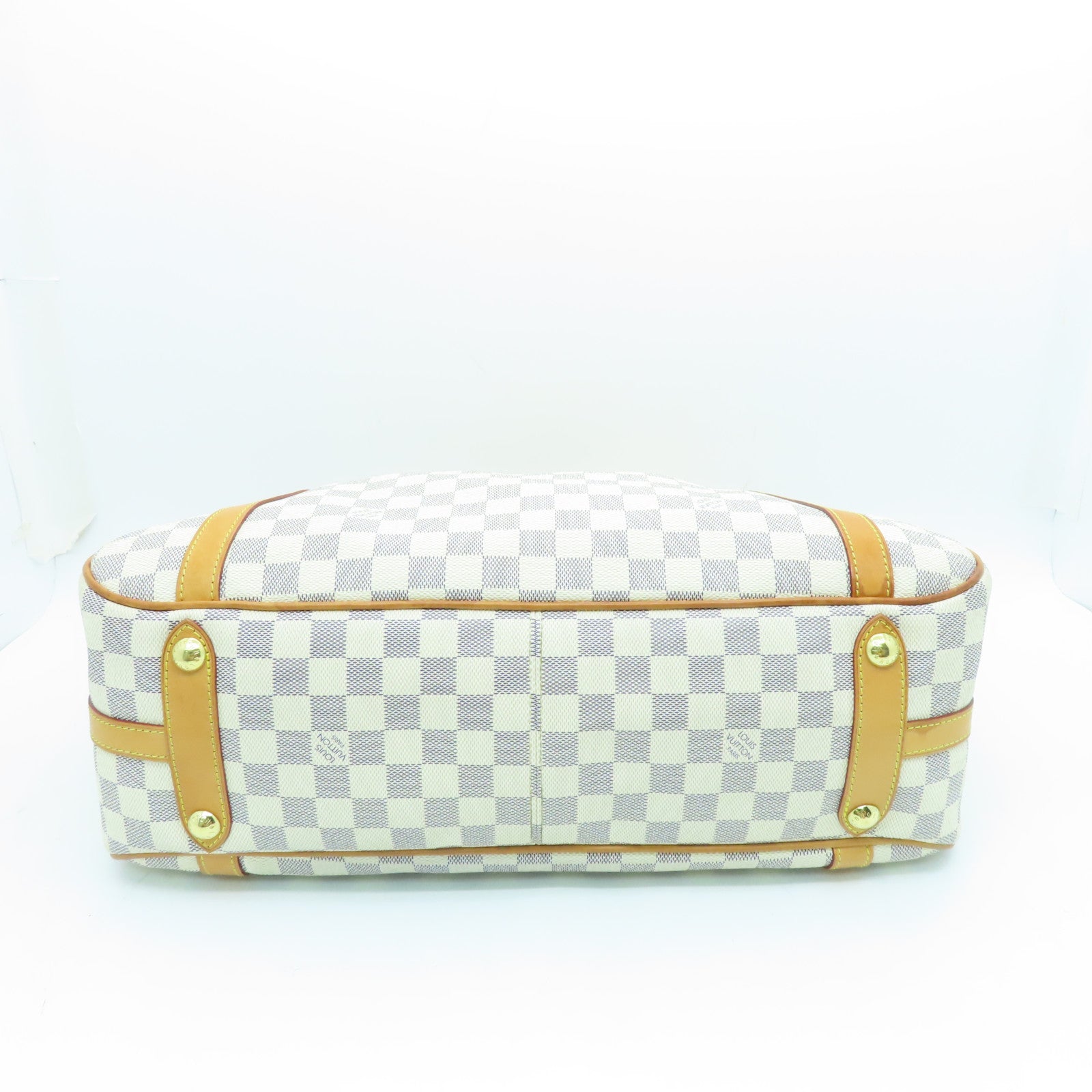 LOUIS VUITTON Damier Azur Stresa GM Gold Buckle Shoulder Bag White