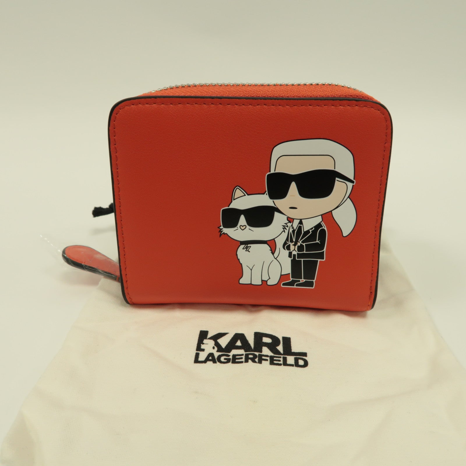 KARL LAGERFELD 牛皮皮革Wallet銀扣錢包紅色