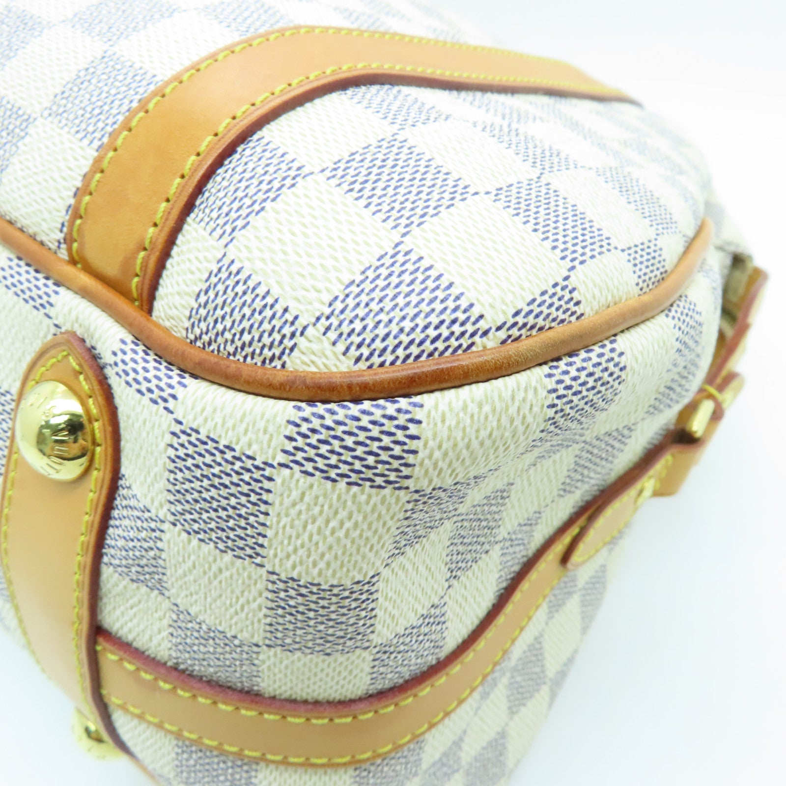 LOUIS VUITTON Damier Azur Stresa GM Gold Buckle Shoulder Bag White