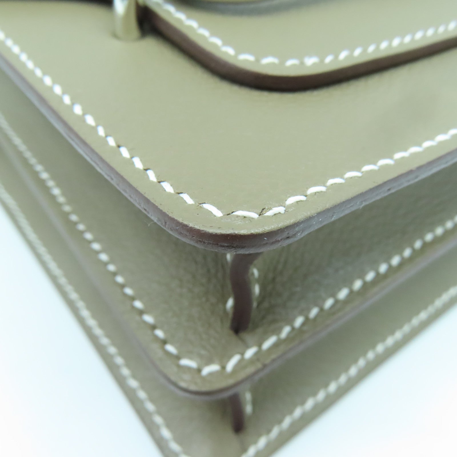 HERMES Evercolor Leather Mini Roulis Silver Buckle Shoulder Bag Elephant Gray