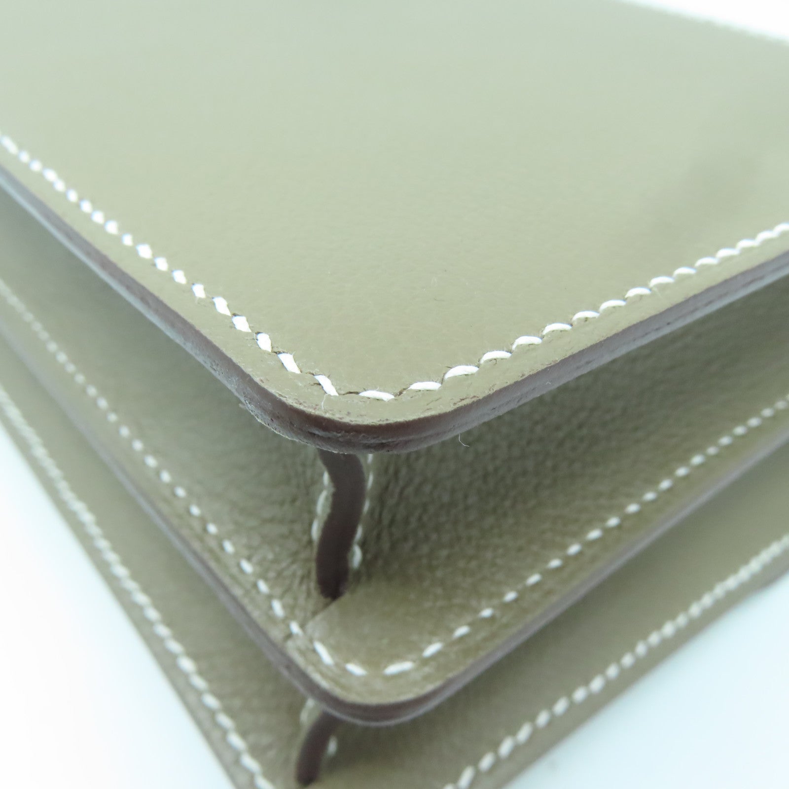HERMES Evercolor Leather Mini Roulis Silver Buckle Shoulder Bag Elephant Gray