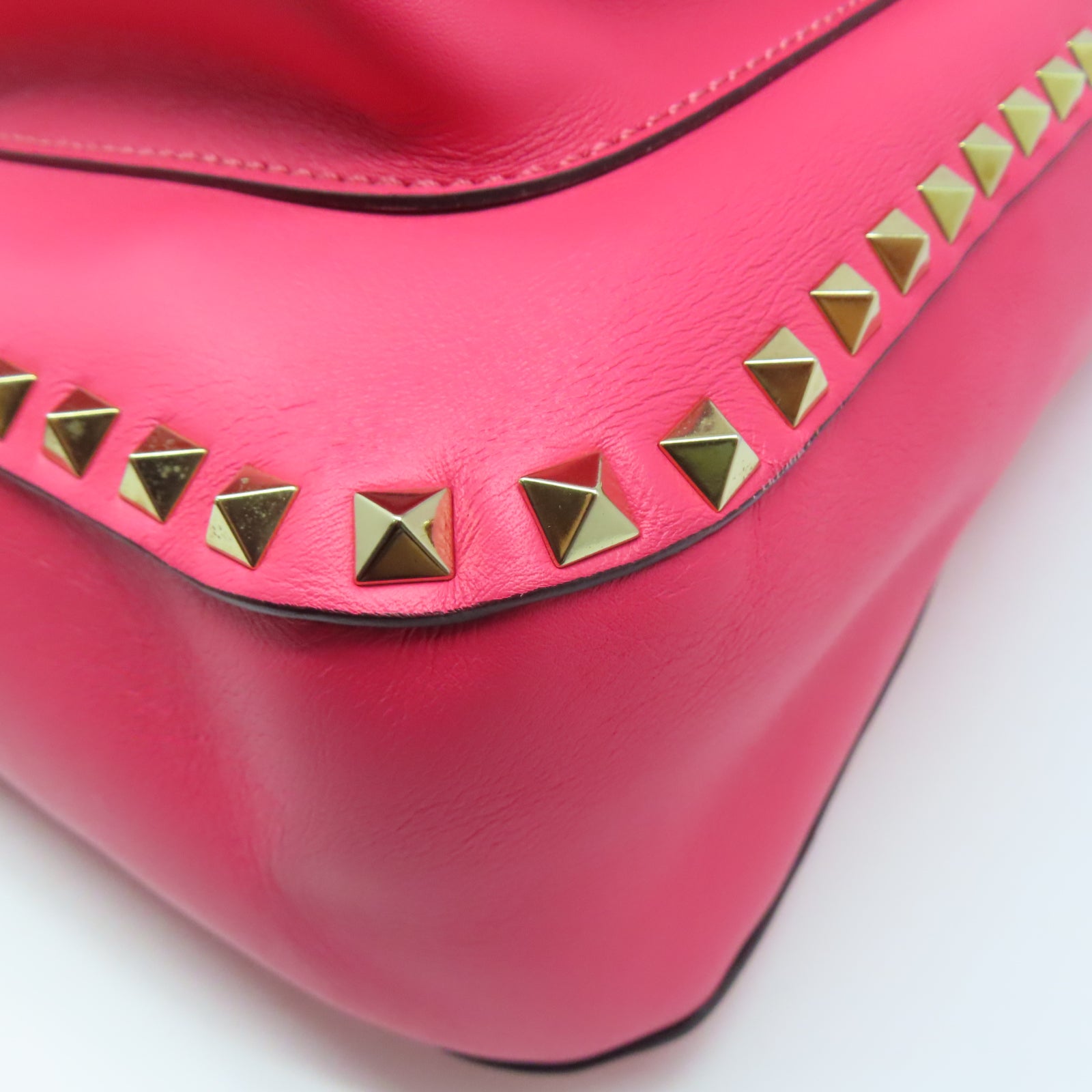 Valentino 牛皮皮革Shoulder Bag金扣肩背袋粉紅色